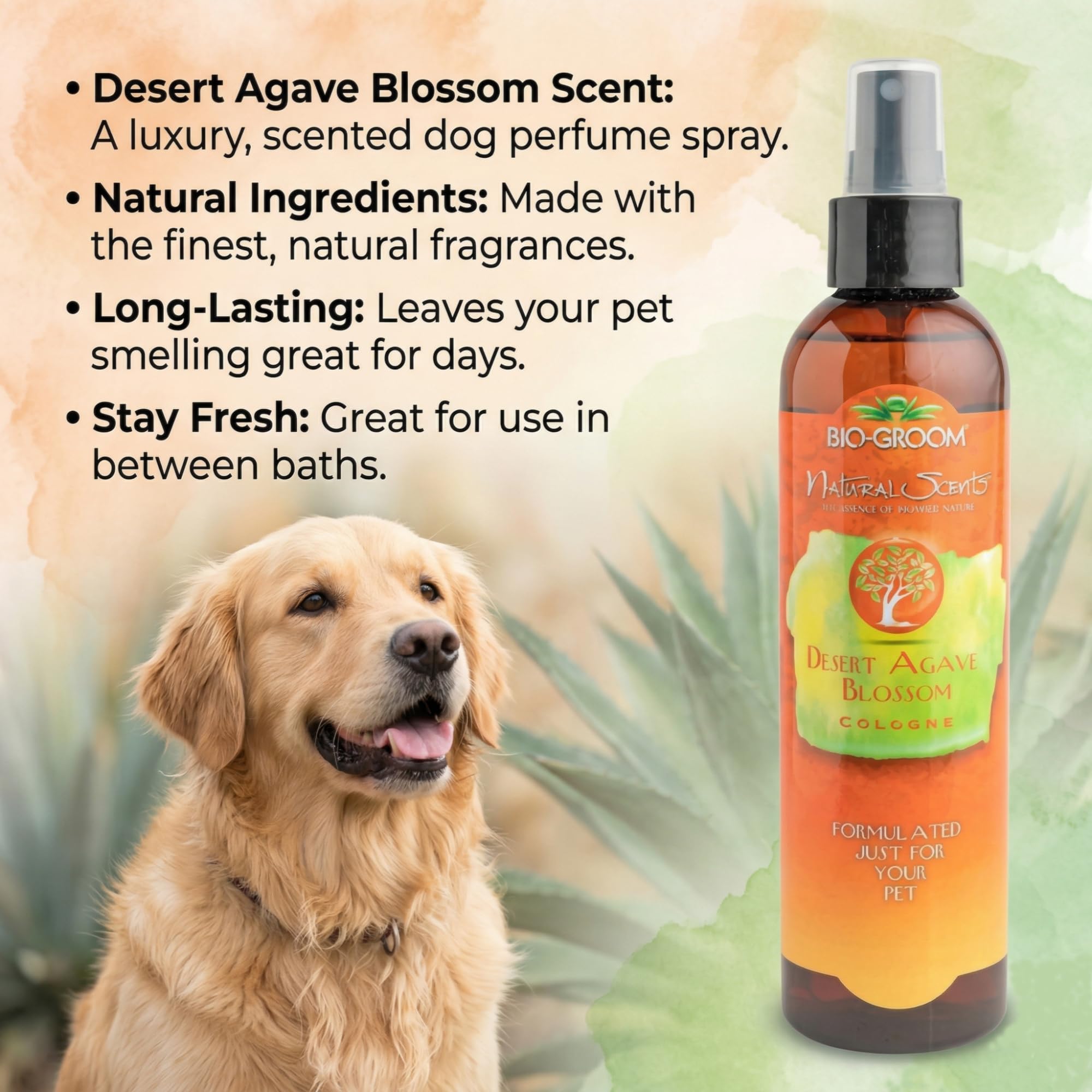 Bio-groom - Natural Scents Desert Agave Blossom Hundeparfüm - Parfümspray für Hunde - Mit feinsten Duftstoffen - Ideal zwischen den Bädern - 236 ml