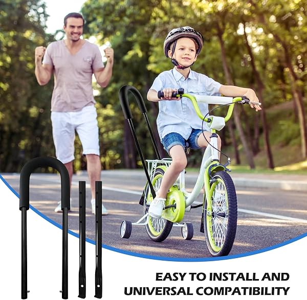Barre de vélo pour enfant - Barre de poussée - Aide à l'apprentissage - Convient pour différents vélos d'enfants, vélos d'équilibre et freins en V - Noir - Moyen - 5