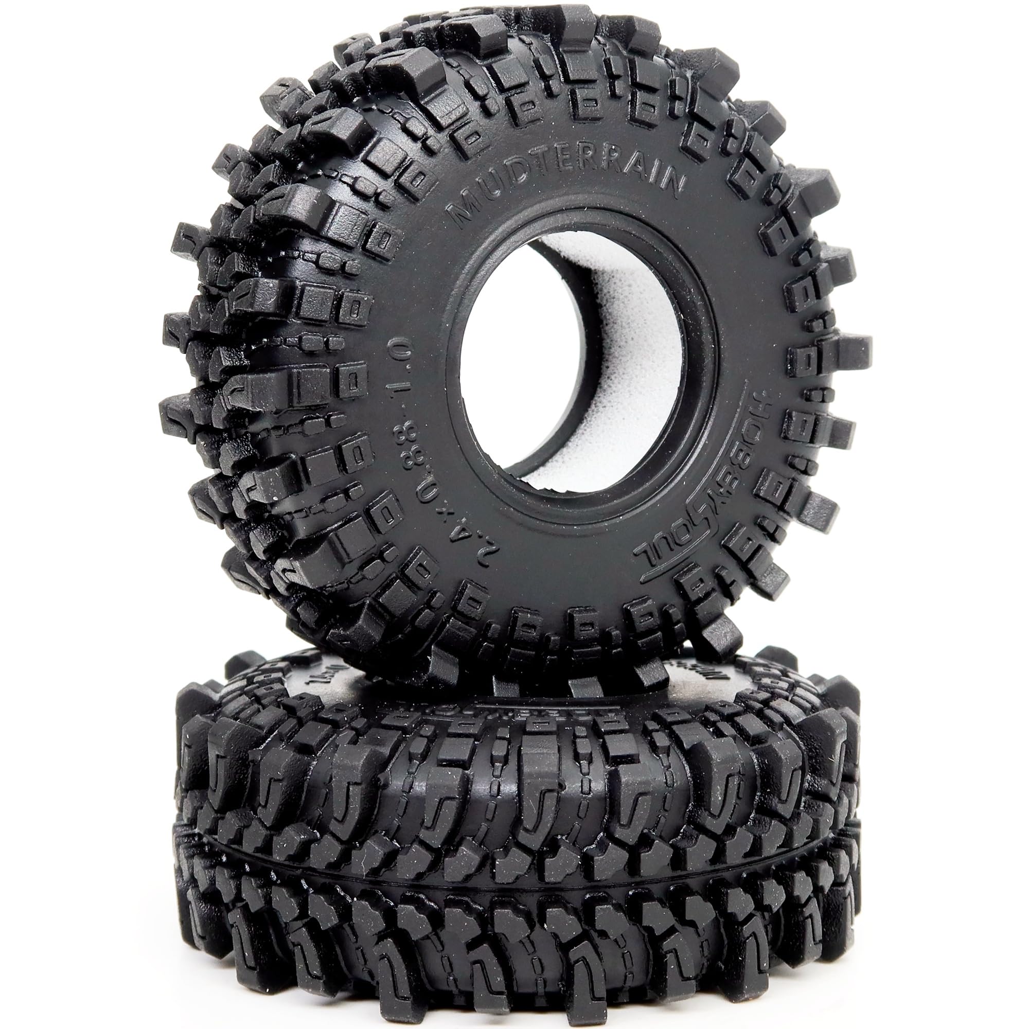 HOBBYSOUL 2pcs 1.0 Tires 61 * 22.4mm Soft Sticky Mud Crawler Tyre For RC 1/18 TRX4M 1/24 SCX24 AX24 FCX24 Enduro24 Upgrades, (2-Pack)