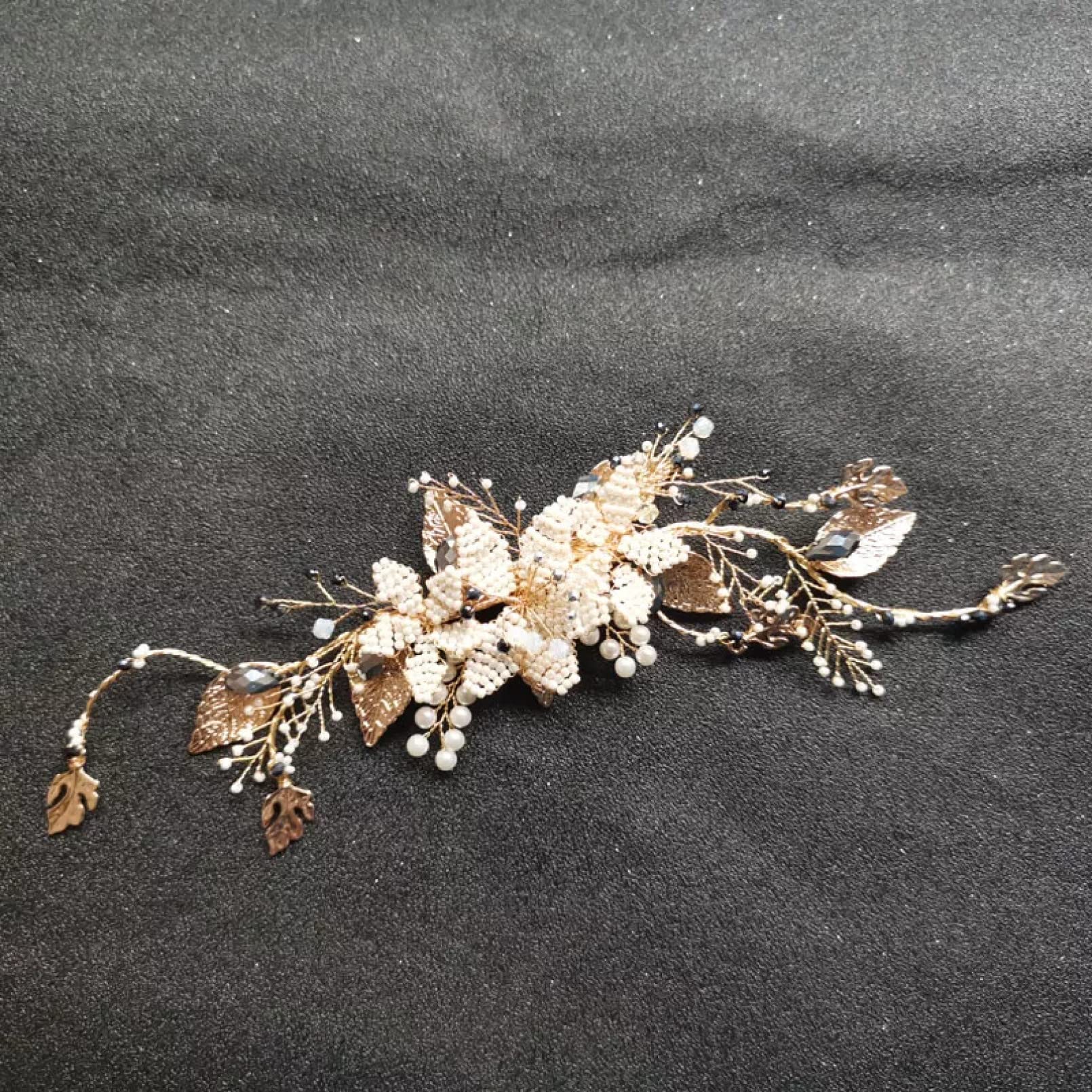 Emissione di WLLLTYCardNuovi Accessori per Capelli con forcina per Capelli da Sposa con forcina per Capelli con Strass di Cristallo Dorato