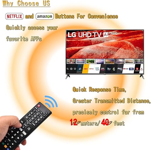 Vista 3 de Control remoto universal para LG TV, todos los modelos LCD LED 3D HDTV Smart TVs AKB75095307 AKB75375604 AKB74915305, con botones de acceso directo