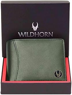 RFID Protected Leather Wallet for Men,Green Print