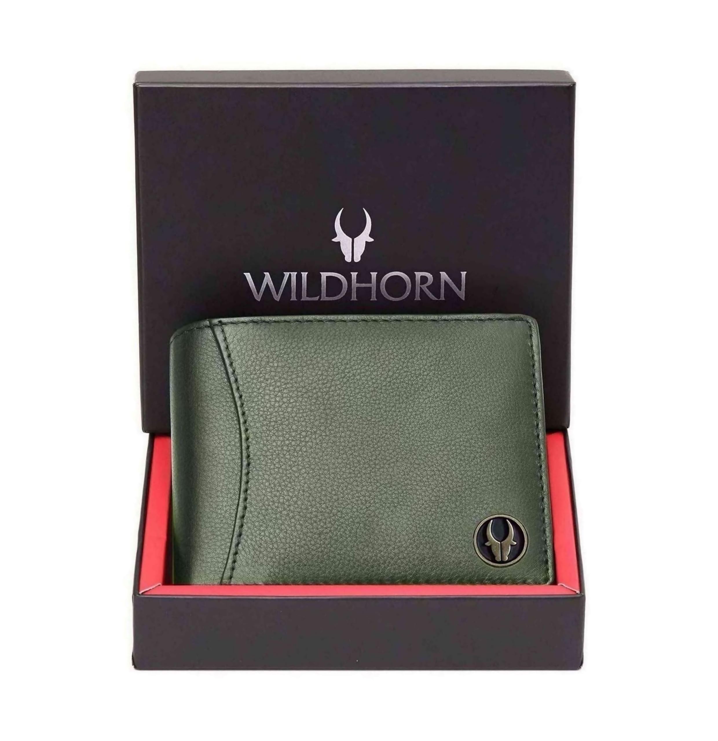 RFID Protected Leather Wallet for Men,Green Print