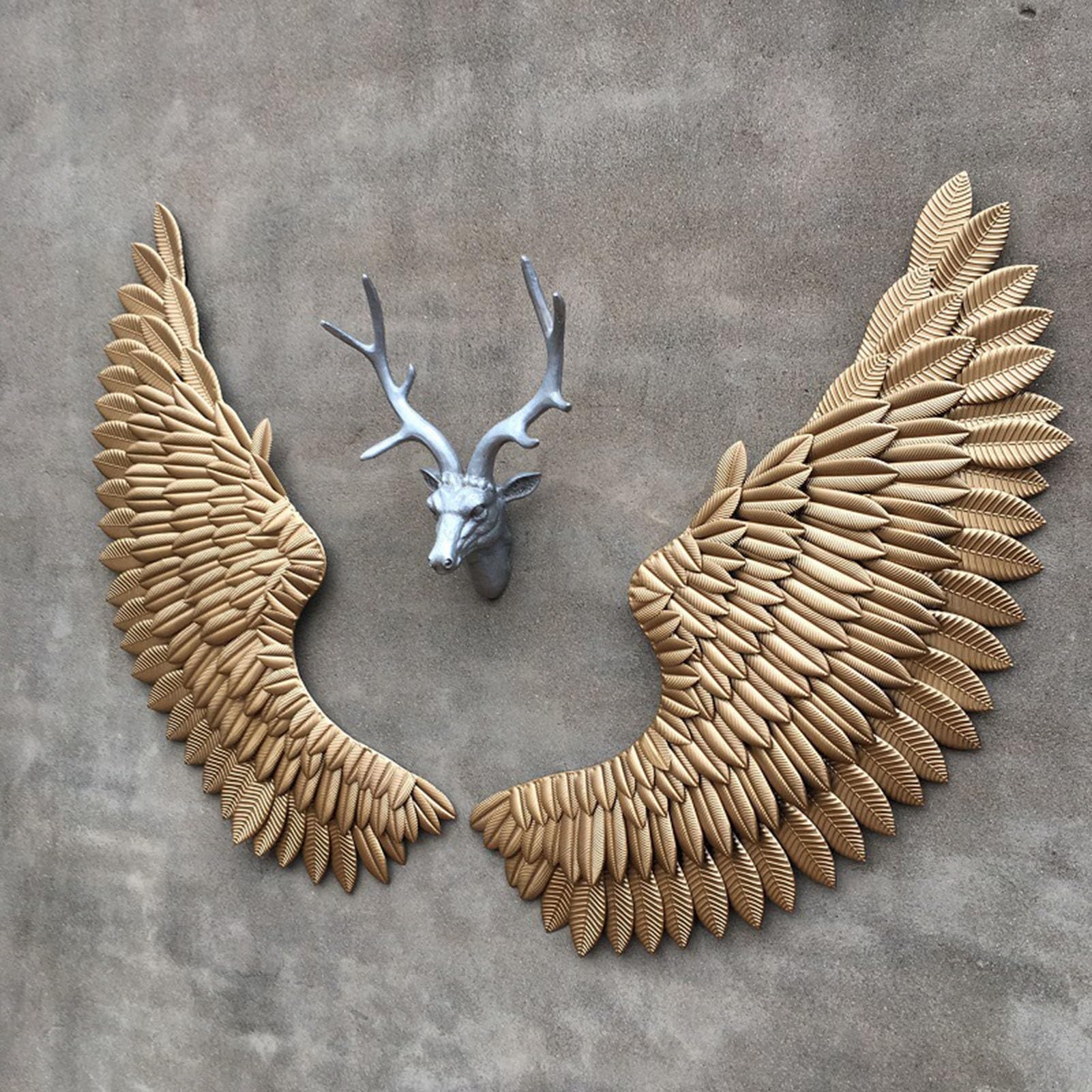 Sztuka dekoracji ścian i metali Dekoracja ścienna z metalu Angel Wings, rzeźba ścienna, dekoracja salonu, retro atrakcyjny prezent do salonu, sypialni, gabinetu, ogrodu, podwórka