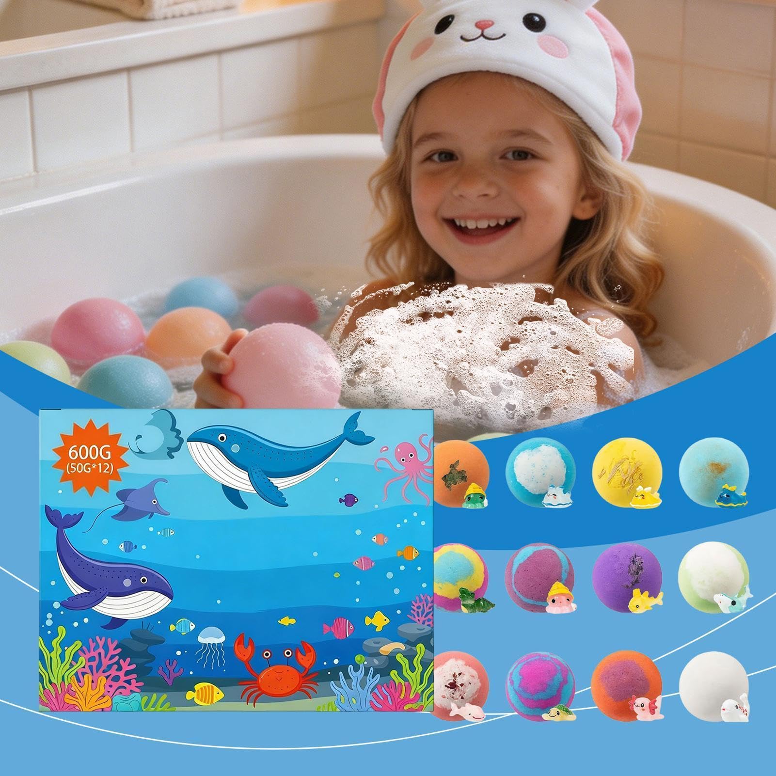 Bagnoschiuma con per Bambini 12 Pezzi Colorate Schiumogeni
