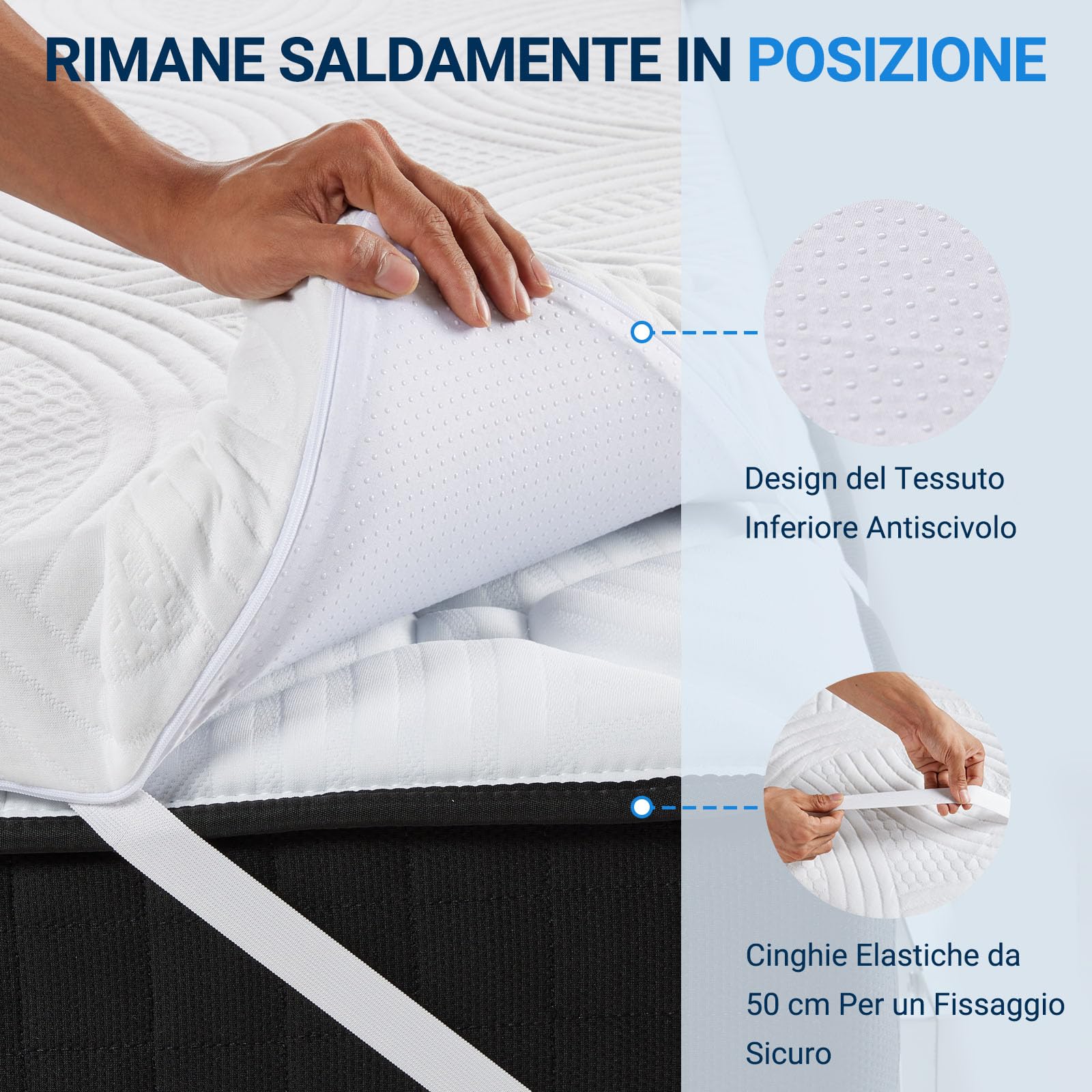 Avenco Topper Materasso 140x190 7.5cm, Sovramaterasso in Schiuma Comfort Fresco, Coprimaterasso Traspirante, Certificato CertiPUR-US per una Casa Sana, Fodera con Cerniera Lavabile