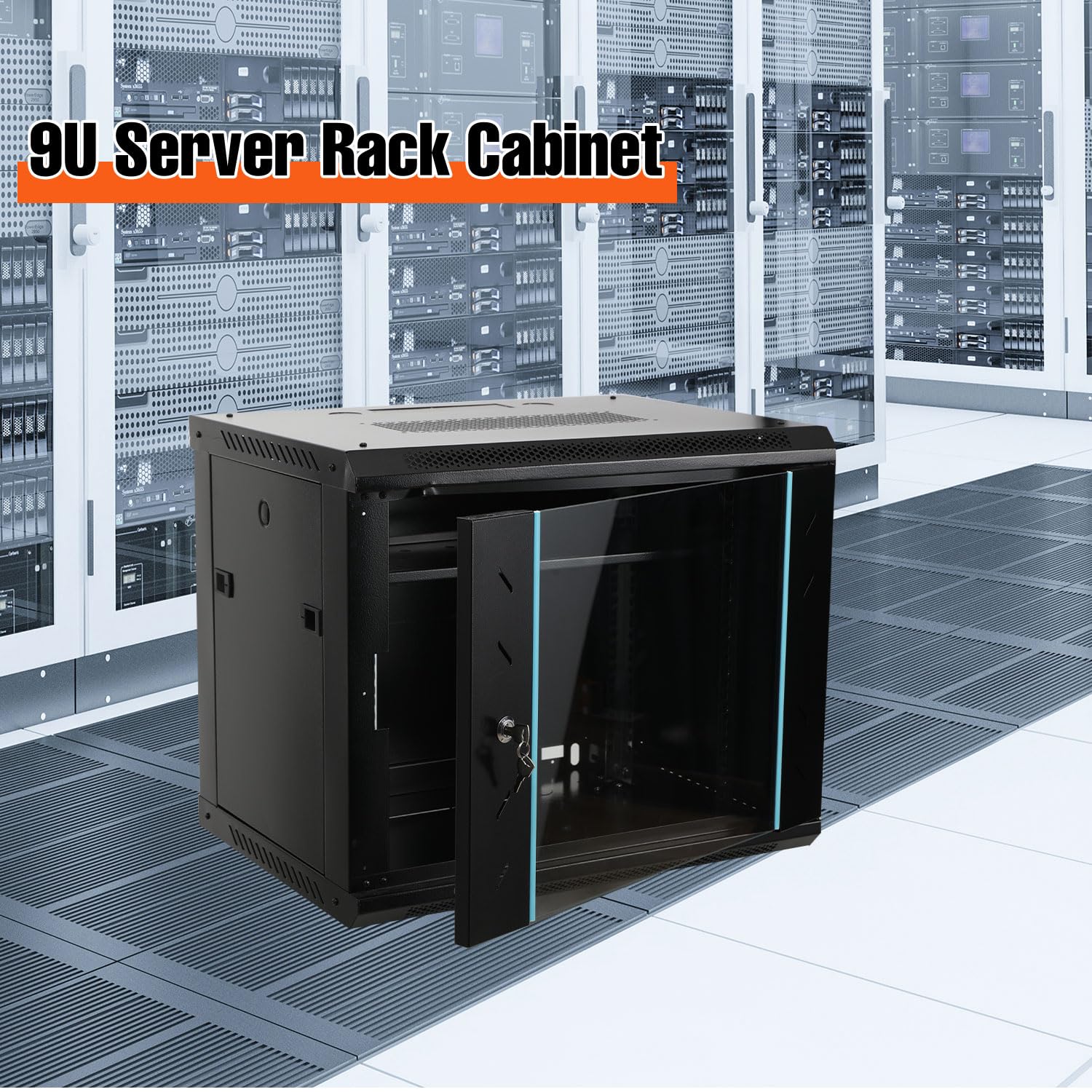 9HE Netzwerkschrank Serverschrank, zur Wand- oder Standmontage | Netzwerk-Wandschrank Server Rack Tragfähigkeit 60kg, 600×450×500mm