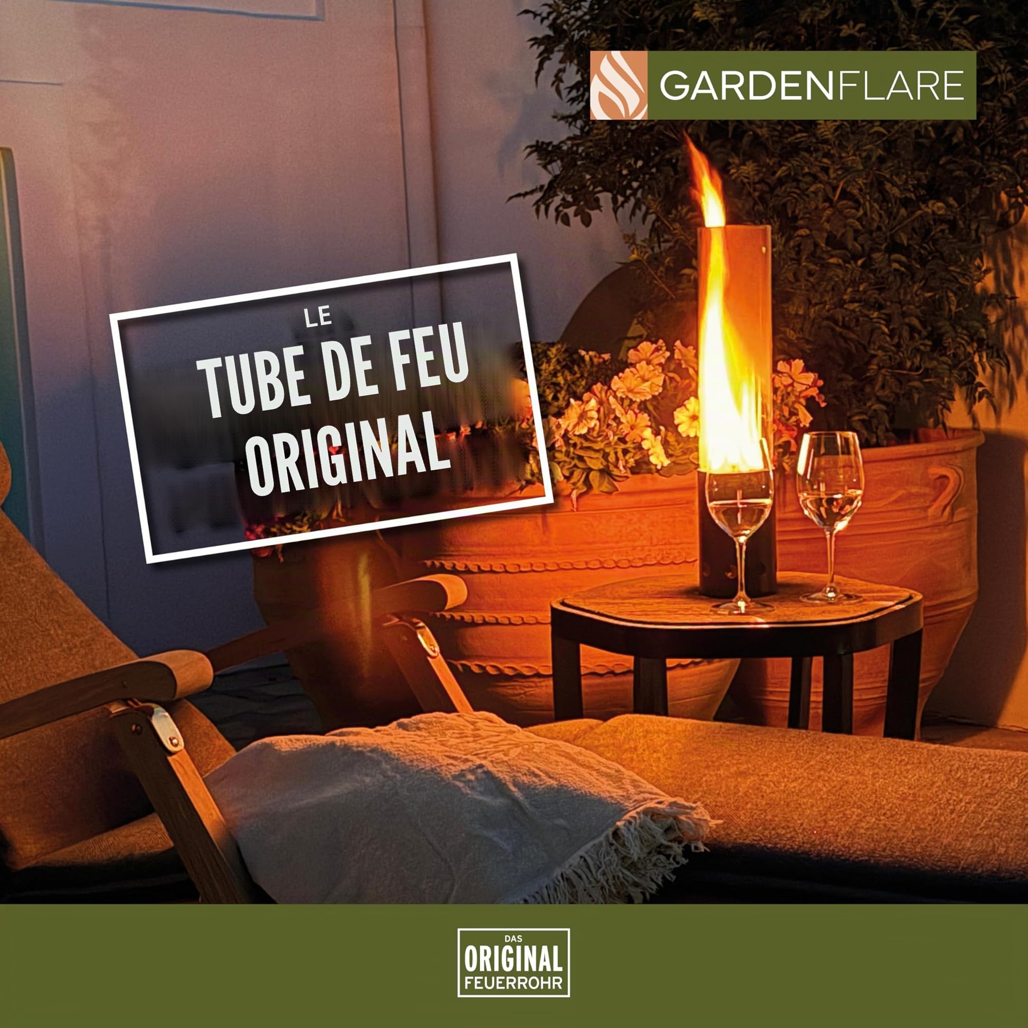 GARDENFLARE Cheminée de table d'extérieur en acier inoxydable sans fumée et tuyau de cheminée pour balcon et terrasse, décoration de jardin, lanterne avec fonctionnement à granulés de bois (noir)