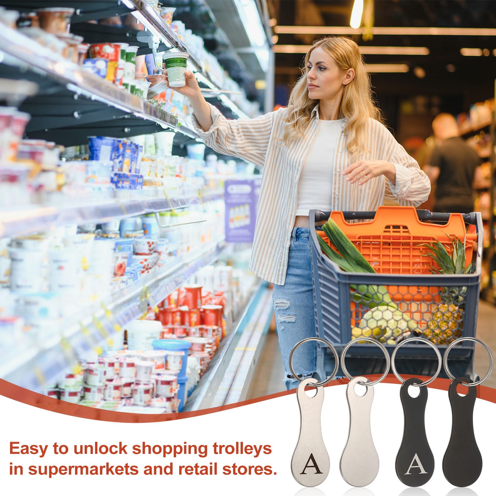 PATIKIL 8 Pcs Stainless Steel Shopping Trolley Token - Image 4