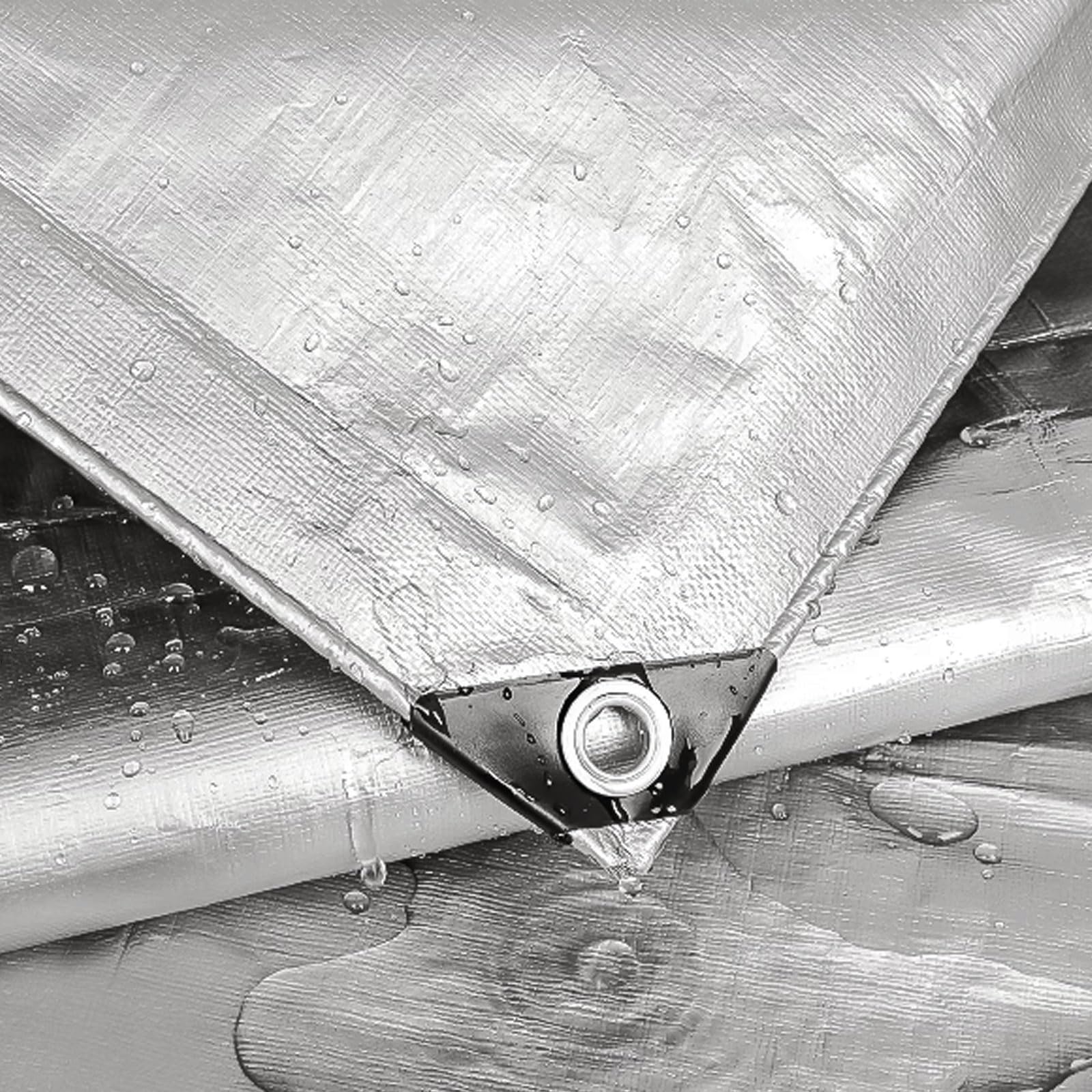 Telone Impermeabile per Esterno 2x4 m Telo Occhiellato Rinforzato in PE 160g/m² Copertura per Piscina Auto, Mobili da Giardino, Antipioggia e Antivento