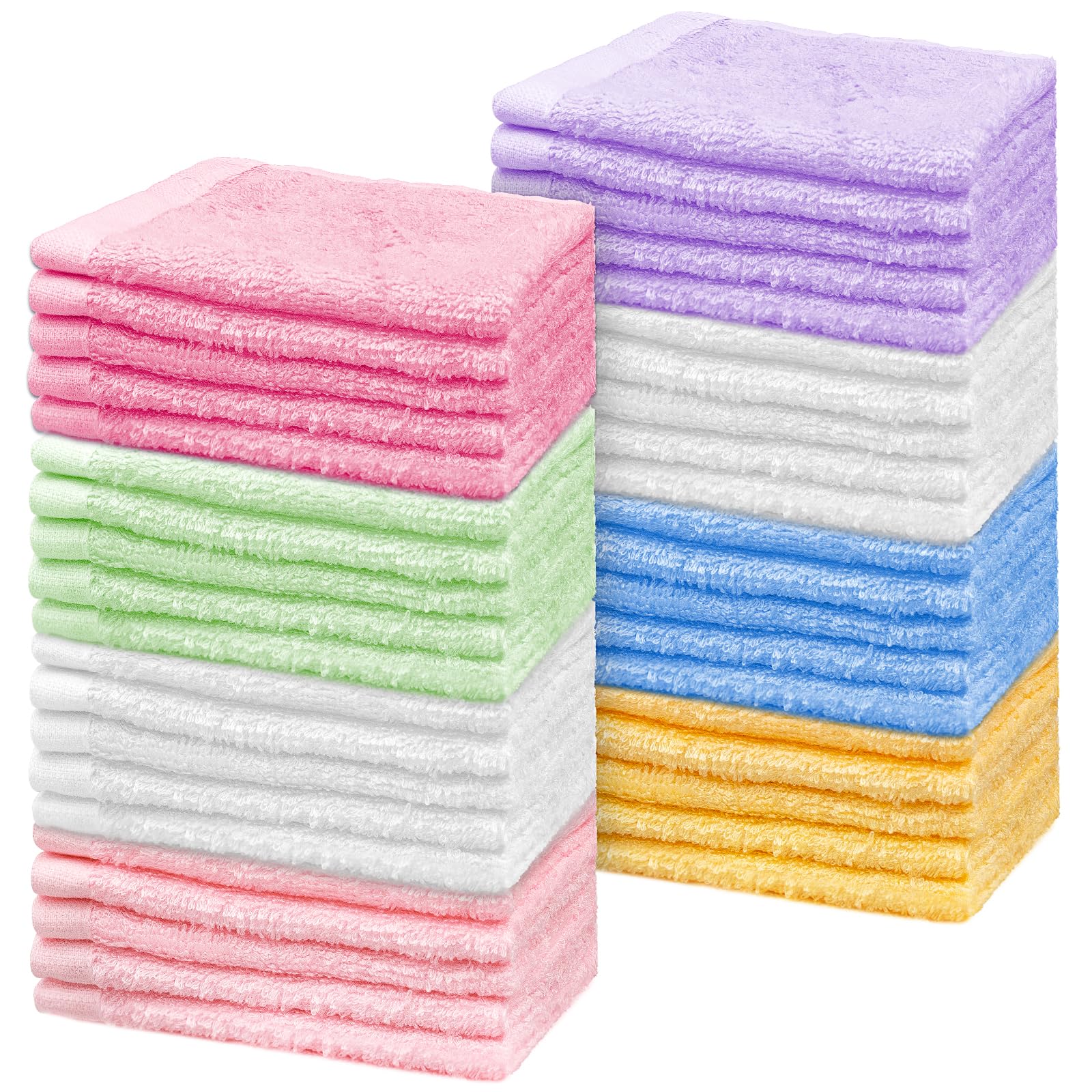 40 Stück Waschlappen Baby Set, 25 x 25cm Bambus Spucktücher Baby, 7 Farben Kinder Weich Handtücher, Waschtücher Waschbar Nachhaltig für Bad Körperpflege Neugeborene