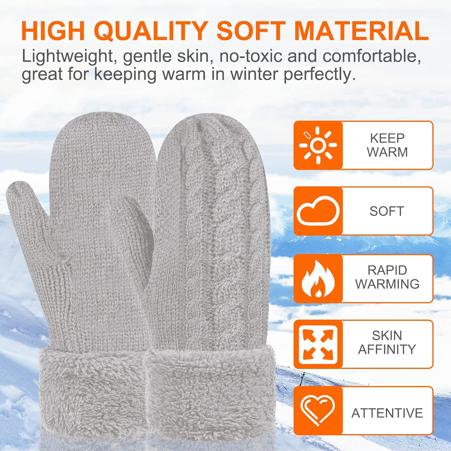 Women's Winter Gloves Warm Lining - Cozy Wool Knit Thick Gloves Mittens in 11 color (gray) at  Women’s Clothing store