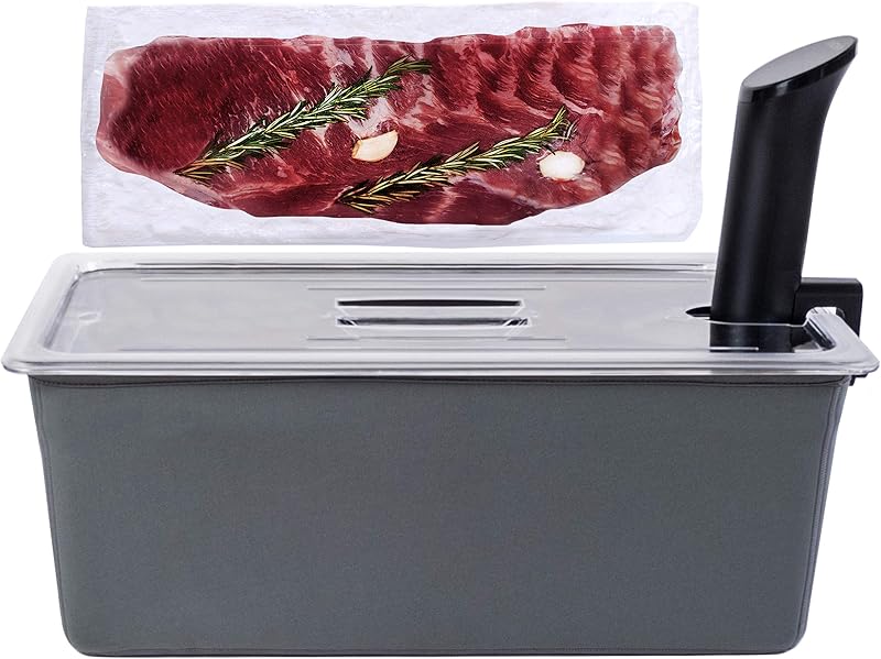 Large Sous Vide Container with Lid and Insulating Sleeve | Sous Vide Accessories | Compatible with Anova, Anova Nano, Joule, Instant Pot, Sous Vide Cookers (26 QT)