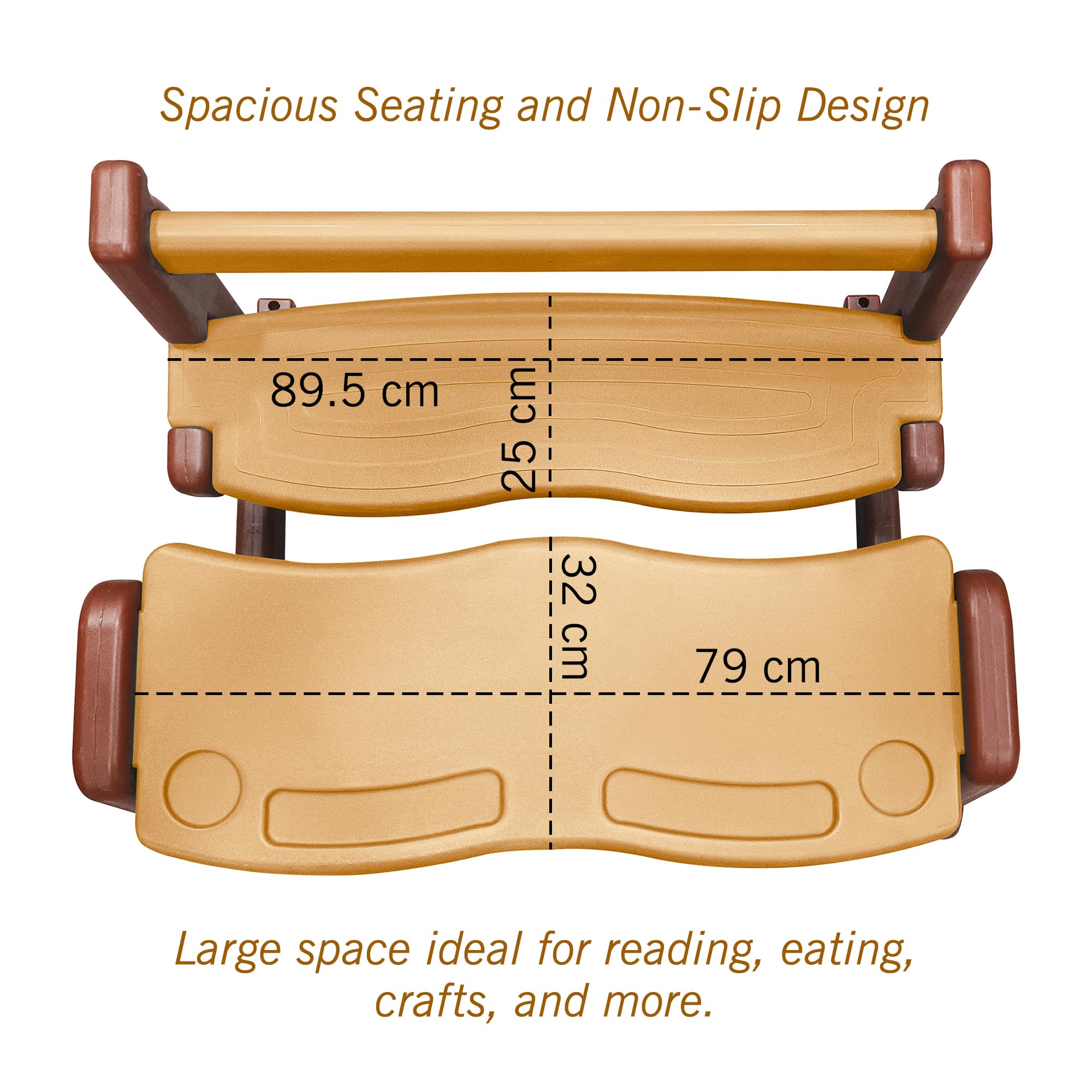 Hop N Play Big Bench | Scholar Table Chair Double Seat 2-5 Years Age Group, Study Table for Kids with Chair- Beige Color 4