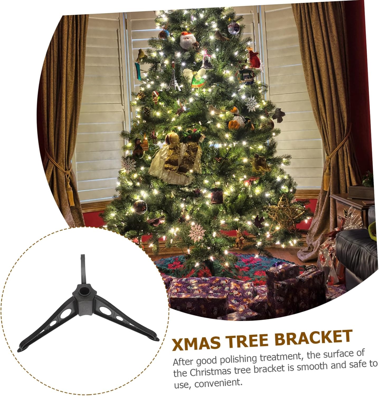 4pcs Sturdy Christmas Tree Stand Base Support for Artificial Pine Trees Easy Assembly Holiday Decoration Pedestal Compact Xmas Holder