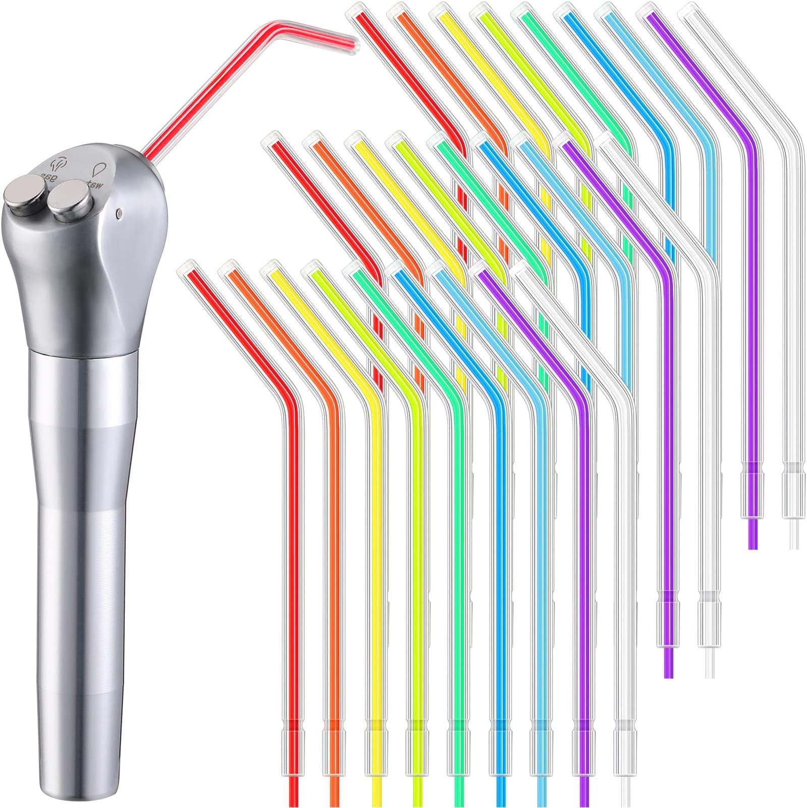 Dental Air Syringe Tip, 250 Pieces Water Syringe Tip, Disposable Spray Nozzles Tips, Assorted Rainbow Triple 3 Way Water Syringe Connector for Oral Teeth Cleaning