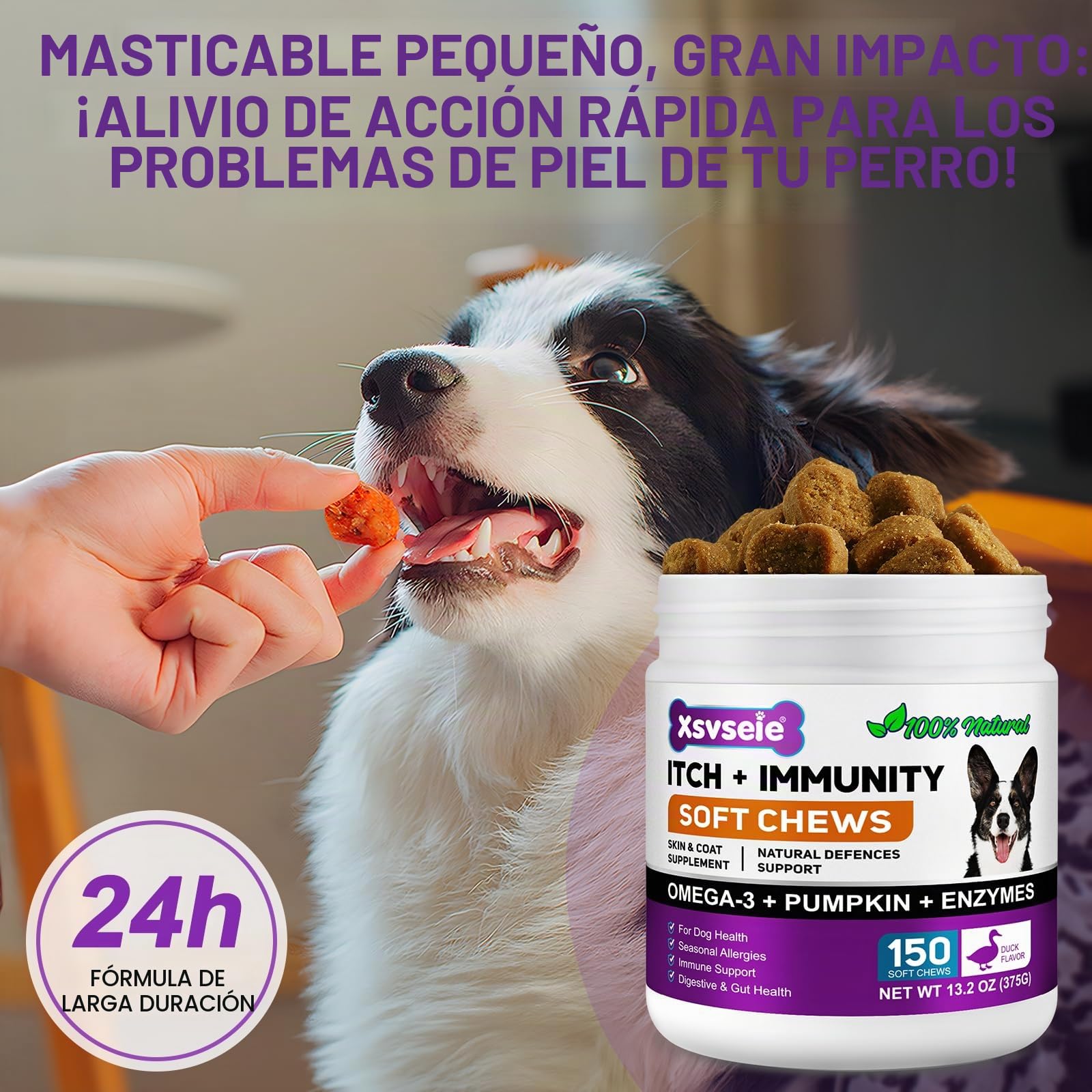 Alivio de la Alergia del Perro, Dog Allergy Relief Treats, Snacks Antialérgicos para Perros, Alivia la Picazón, el lamido, el Rascado y la Depilación, Refuerza la Inmunidad, Alergia e Inmunidad Perros