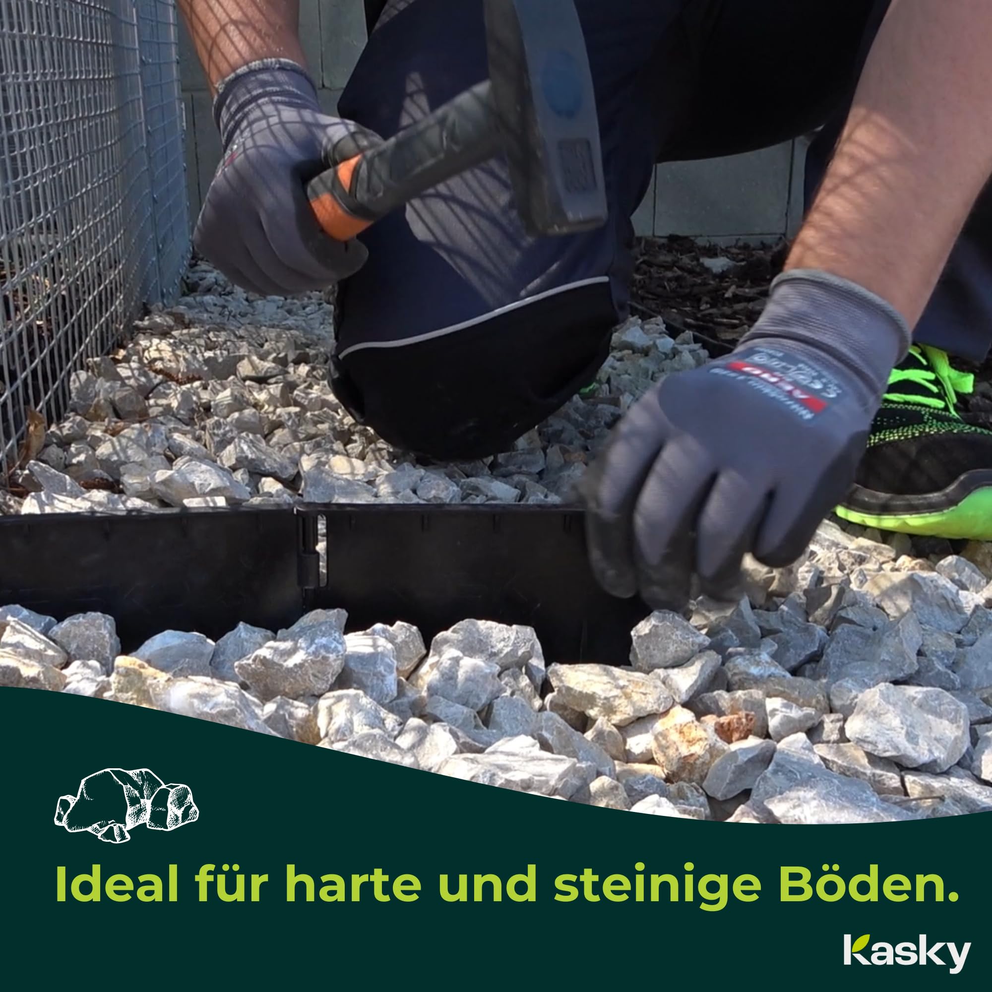 Leicht zu verarbeitende Rasenkante Kunststoff - Einfach einschlagen, Keine Gräben ausheben - Sehr Stabile & Flexible Beeteinfassung - Unsichtbare Beetumrandung aus recyceltem Plastik - 5,35 m