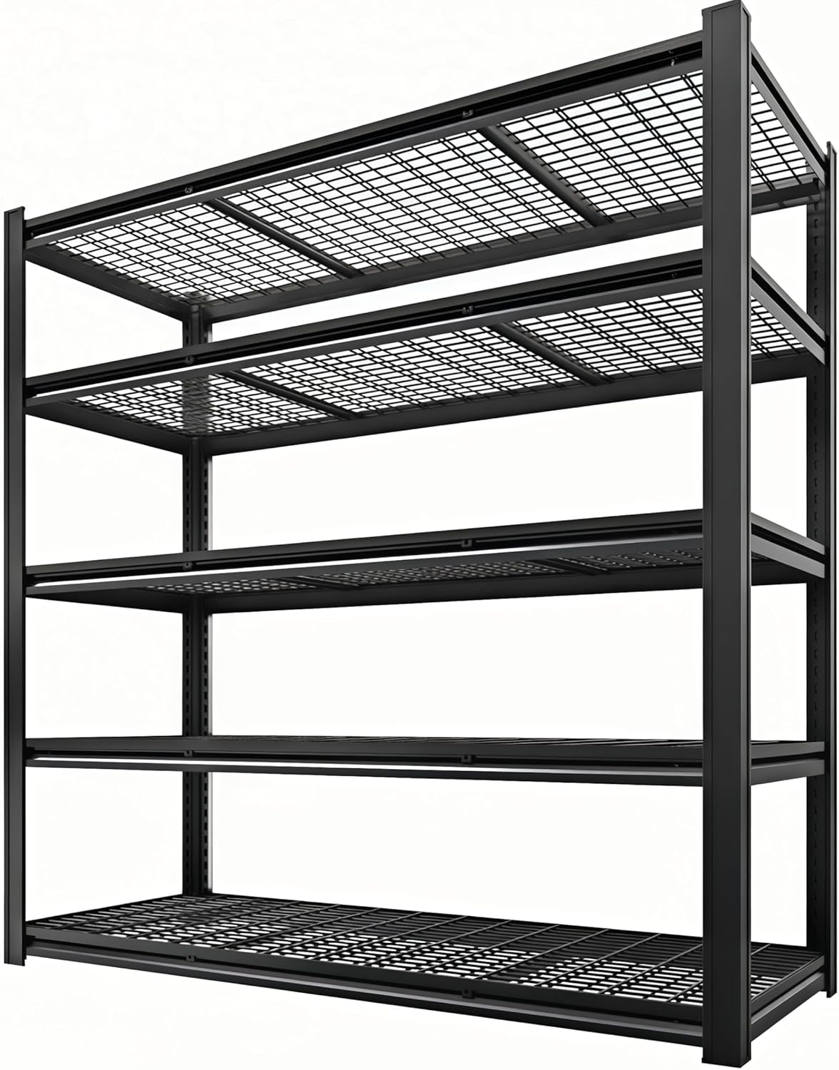 5 Tier Metal Shelving Unit, Adjustable Storage Shelves, 84" H x 55" W x 24" D Heavy Duty Garage Shelves for Warehouse, Basement, Kitchen, Pantry, Living Room, Black (5T 84 * 55 * 24)