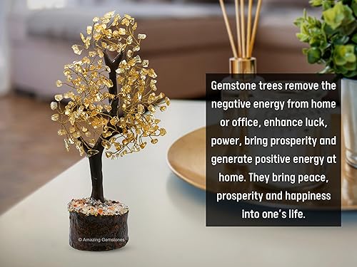 Miniatura 5 de Árbol de cristal de citrino, Fung Shui, piedra de cristal de citrino de Dubai, piedra citrina energía curativa (caja de regalo añadida)
