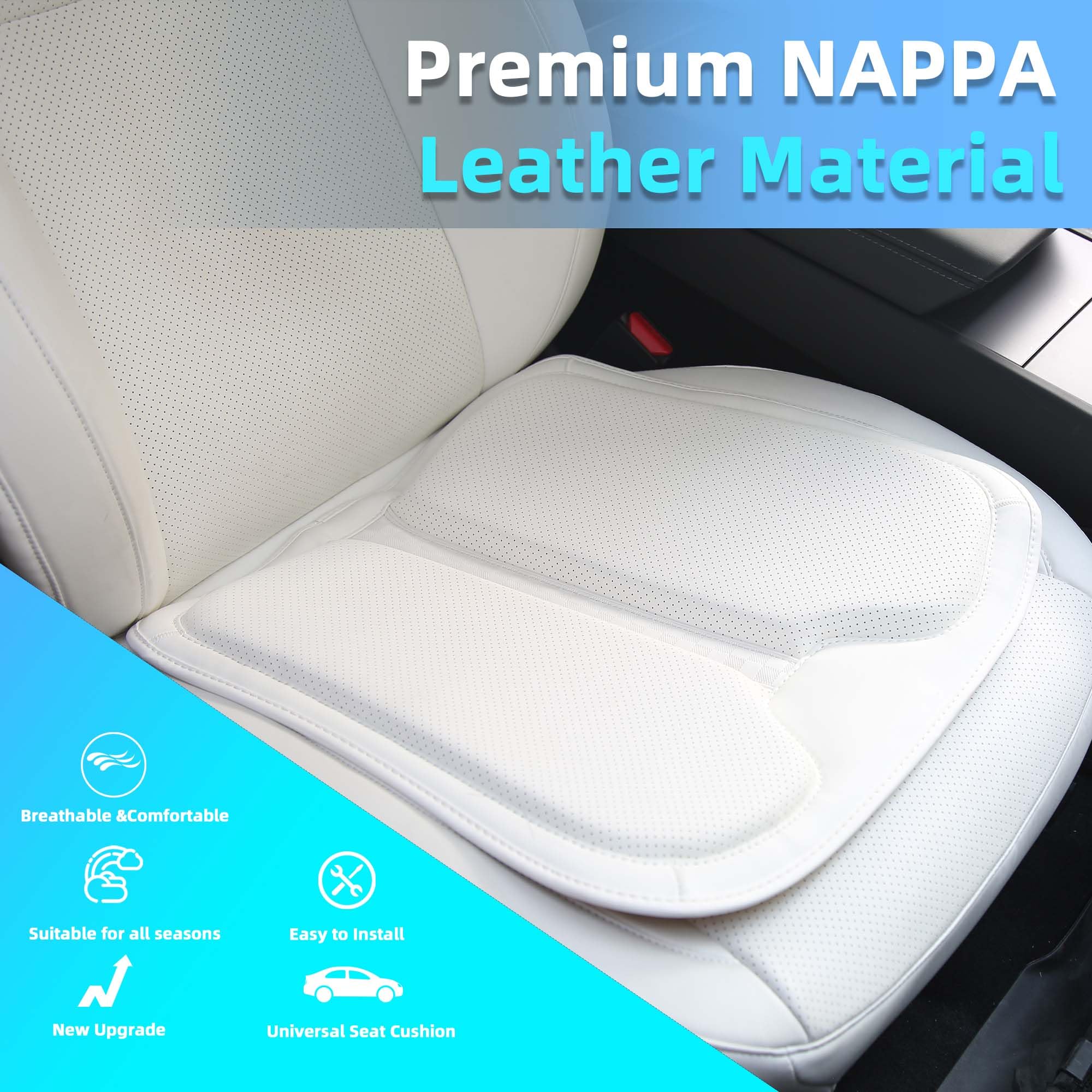 Coussin Siège Voiture Cuir Nappa Noir - Coussin Ergonomique Confort Supérieur Pour Conduite Longue