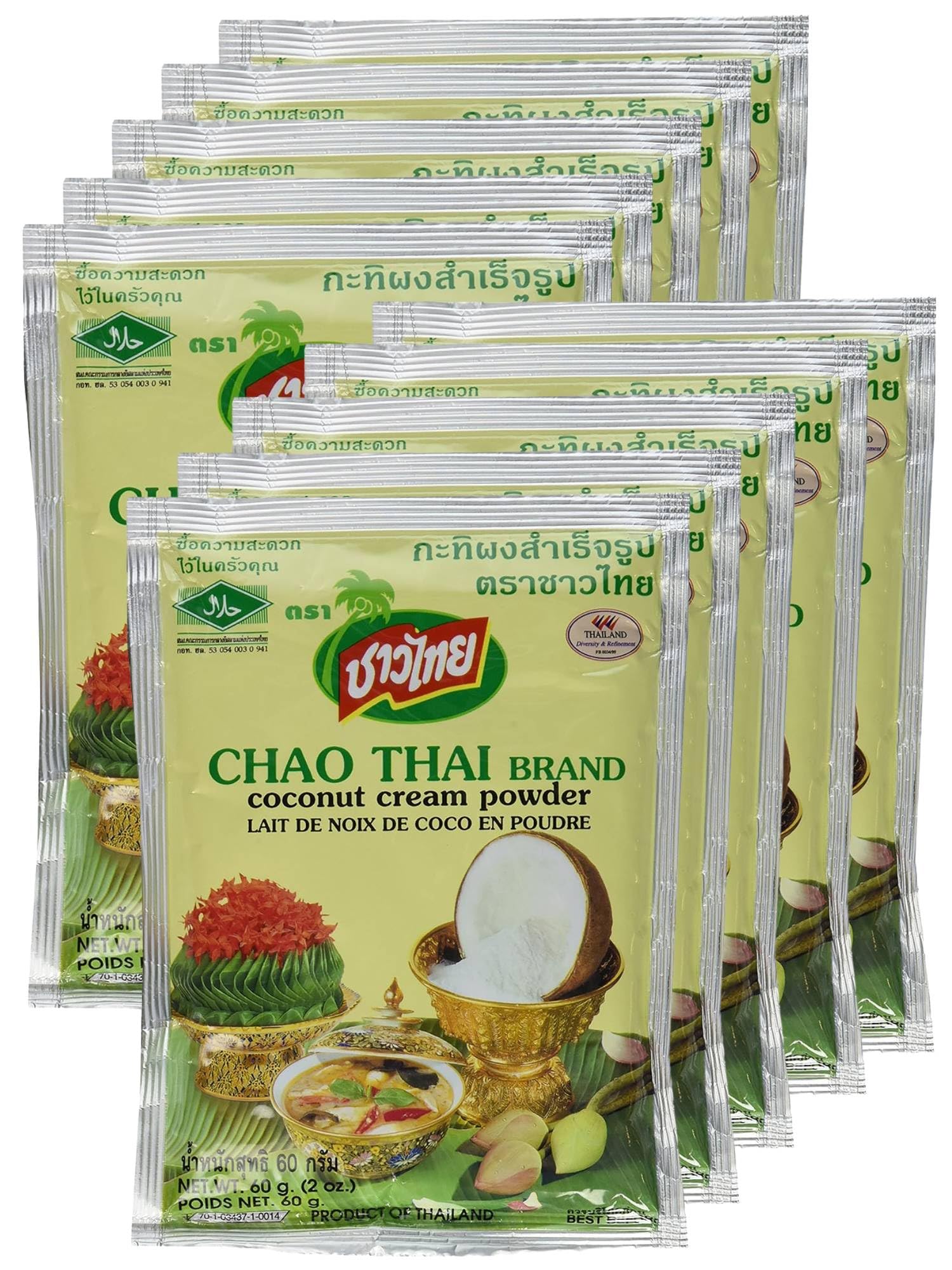 Coconut Milk Cream Powder Chao Thai Size 60G (2.0 Oz) X 10 Bags