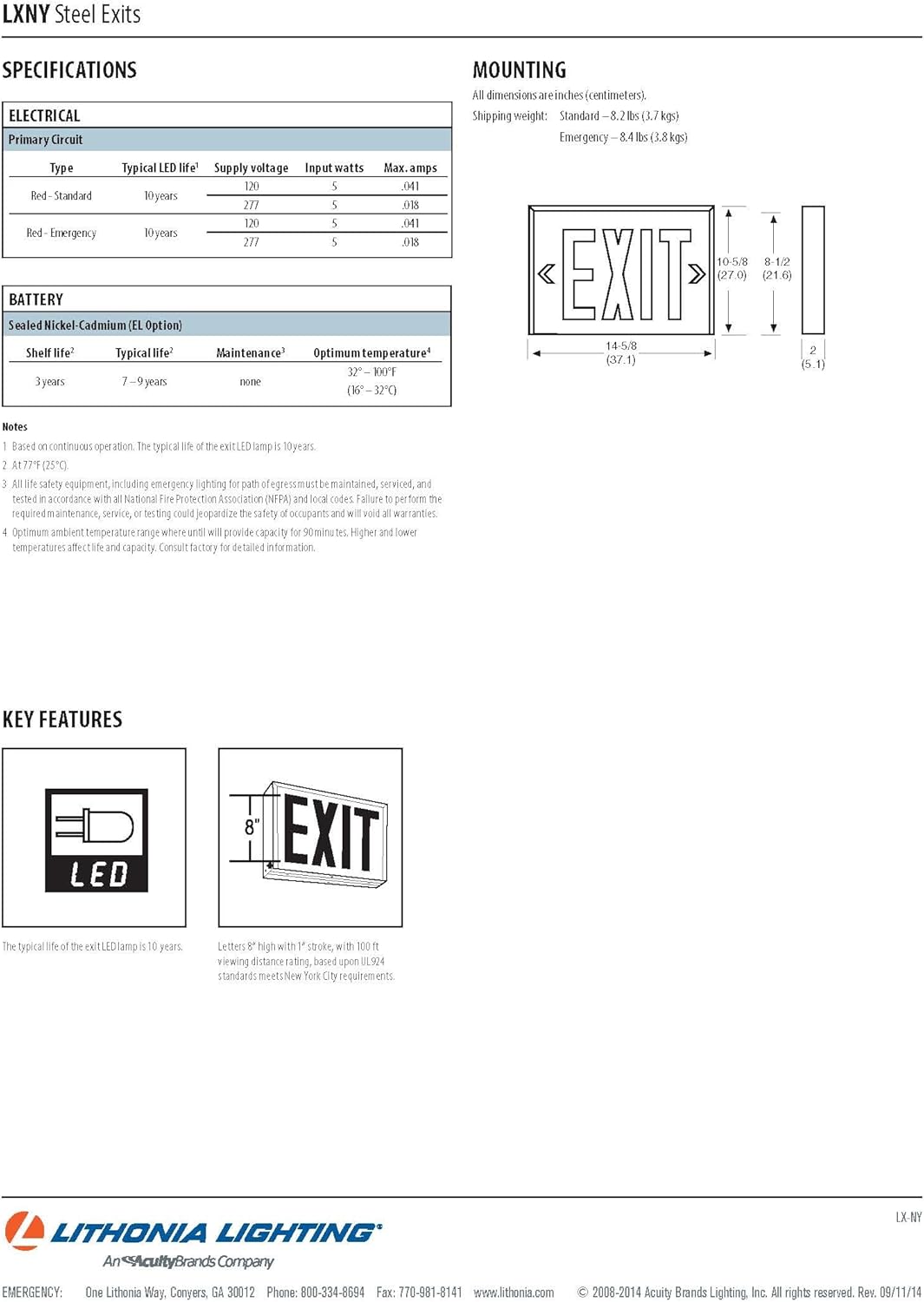 ❤ Crazy Deals Lithonia Lighting LX W 3 R EL N LED Titan Steel Emergency Exit Sign, 4 watts, White
