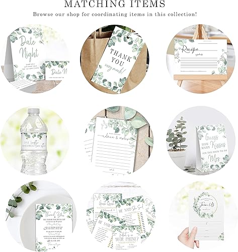 Miniatura 9 de Your Main Event Prints 50 tarjetas de decoración de eucalipto para boda, perfectas para añadir a centros de mesa y decoraciones de boda para