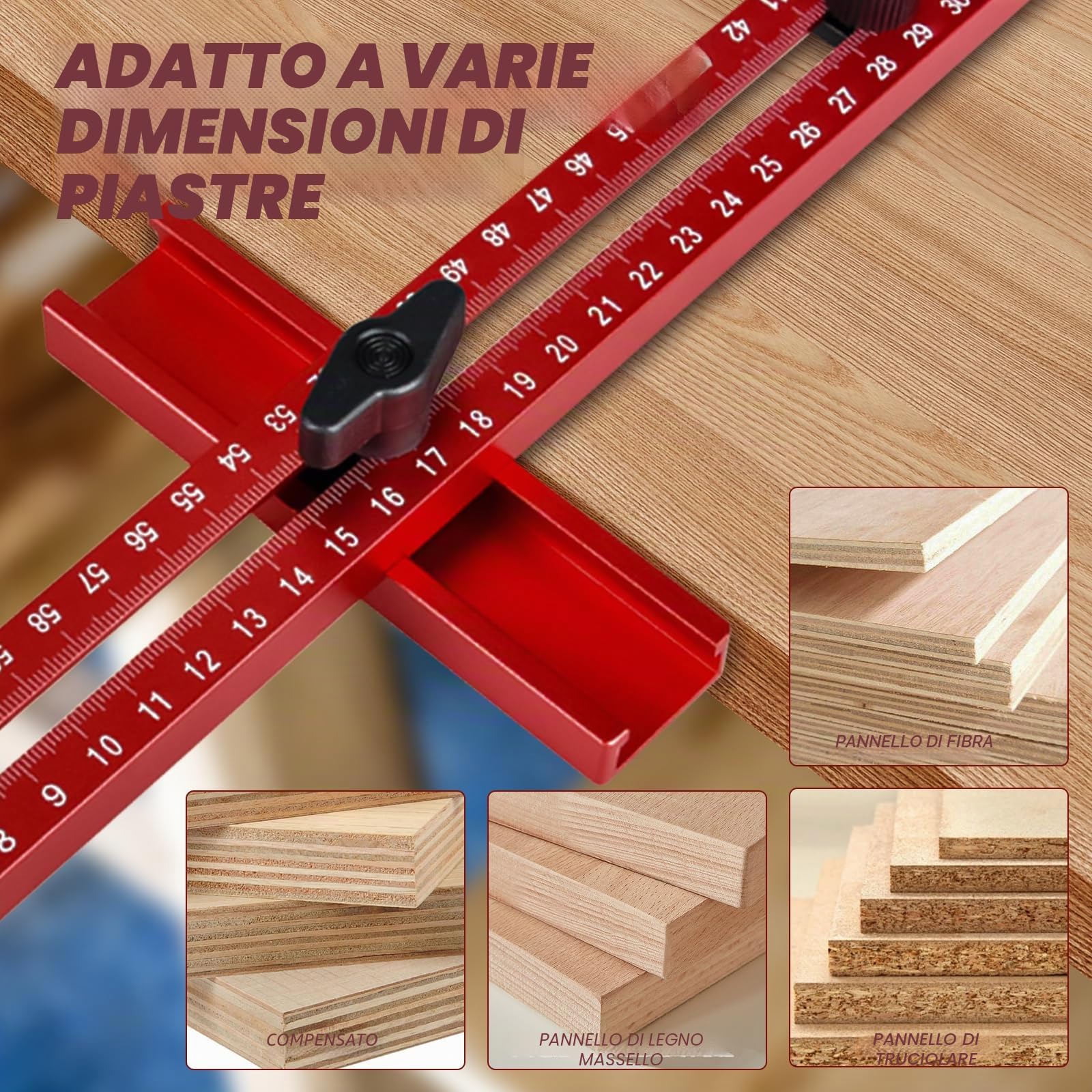 4 in 1 Staffa per scanalatura di fresatura del router, Maschera di taglio circolare del router metrico MM, Maschera hardware per armadio per strumento router, Maschera router multifunzionale