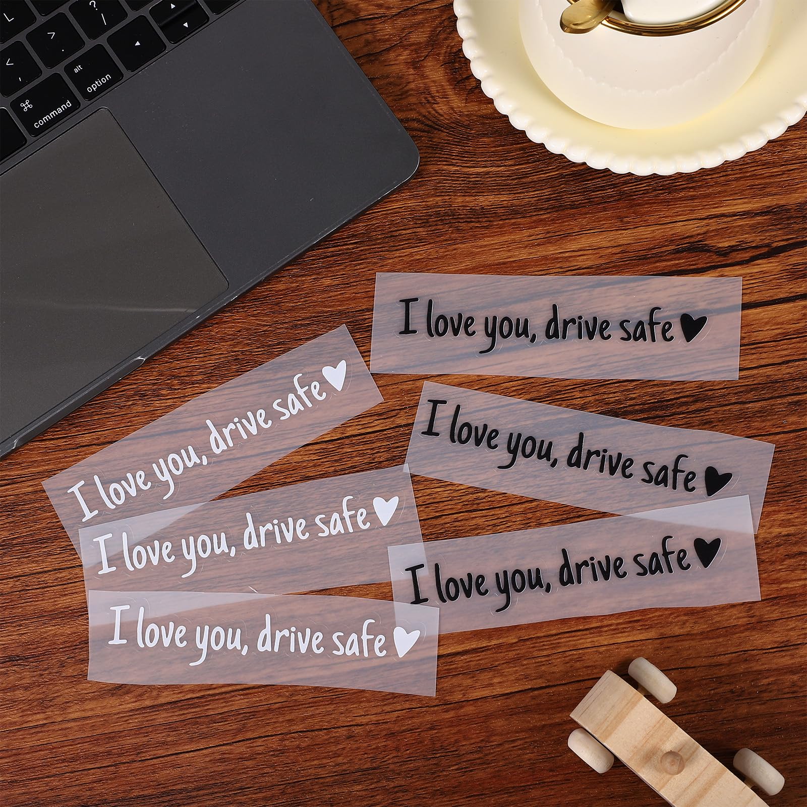 10Pcs I Love You Drive Safe Mirror Sticker, I Love You Drive Safe Car Decals Rear View Mirrors Sticker Cute Car Decals for Women Rear View Mirrors Safety Reminder Gift (Black and White) — view 9