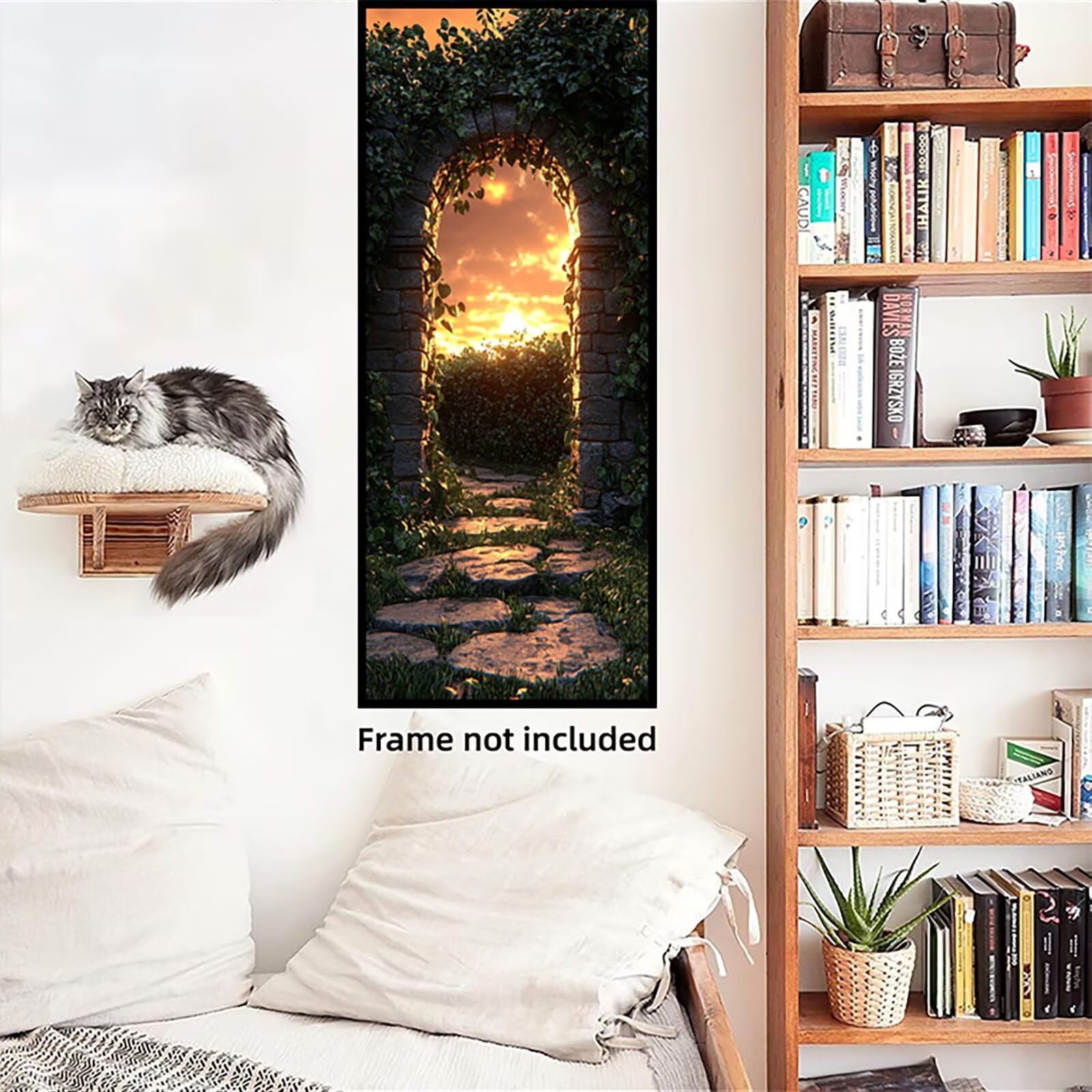 Malen Nach Zahlen 50x150cm Leinwand Aussicht Malen Nach Zahlen Erwachsene mit Ohne Rahmen, DIY Kreativ Set für Erwachsene mit Pinseln und Acrylfarbe, Zimmer Deko Tür Landschaft Geschenk, P0M-998