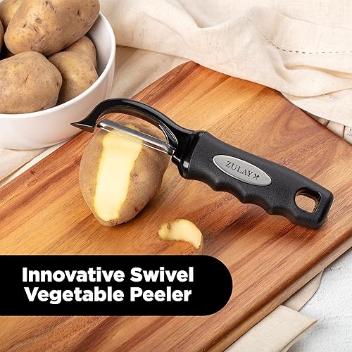Miniatura 7 de Zulay Kitchen Premium Vegetable Peeler for Kitchen - Swivel Peeler with Razor Sharp Stainless Steel Blades & Strong Ergonomic Handle - Dishwasher