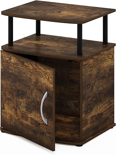 Furinno Jaya - Mesita de noche con puerta, color ámbar y negro