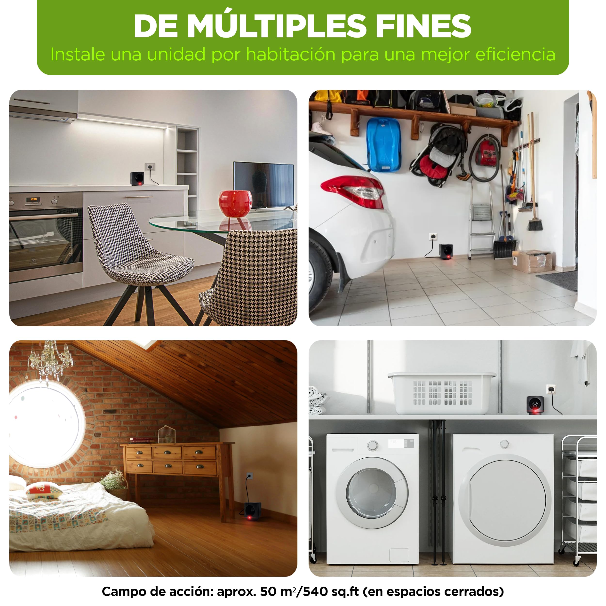 ISOTRONIC Repelente ultrasónico para Ratones y Ratas – Repelente de plagas para áticos, sótanos y garajes – Disuasivo para Ratones sin Veneno ni trampas – Alcance Efectivo de 50 m² (3 Unidades)