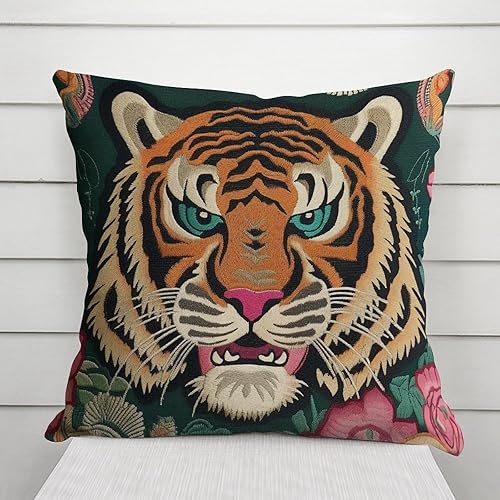 Vista 175 de ArogGeld Chinoiserie - Fundas de almohada escénicas asiáticas, estilo asiático, funda de almohada azul y verde Kelly, funda de cojín para decoración