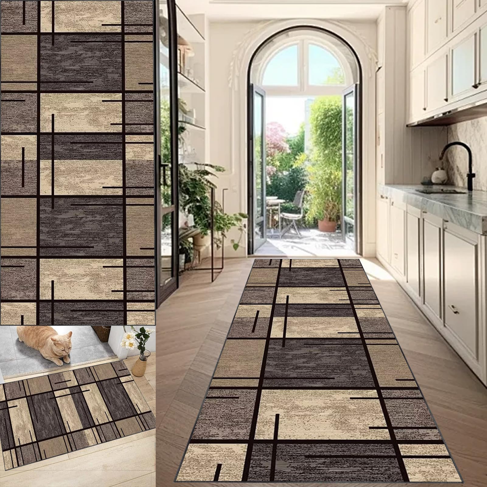 Hallway Runner Rug Non Slip Carpet Runners for Hallways Kitchen Mat Washable Long Hall Runner 60 x 200 cm Narrow Rugs Area Rug Runner Floor Carpet Runner for Corrido Bedroom Laundry Room Door Mats