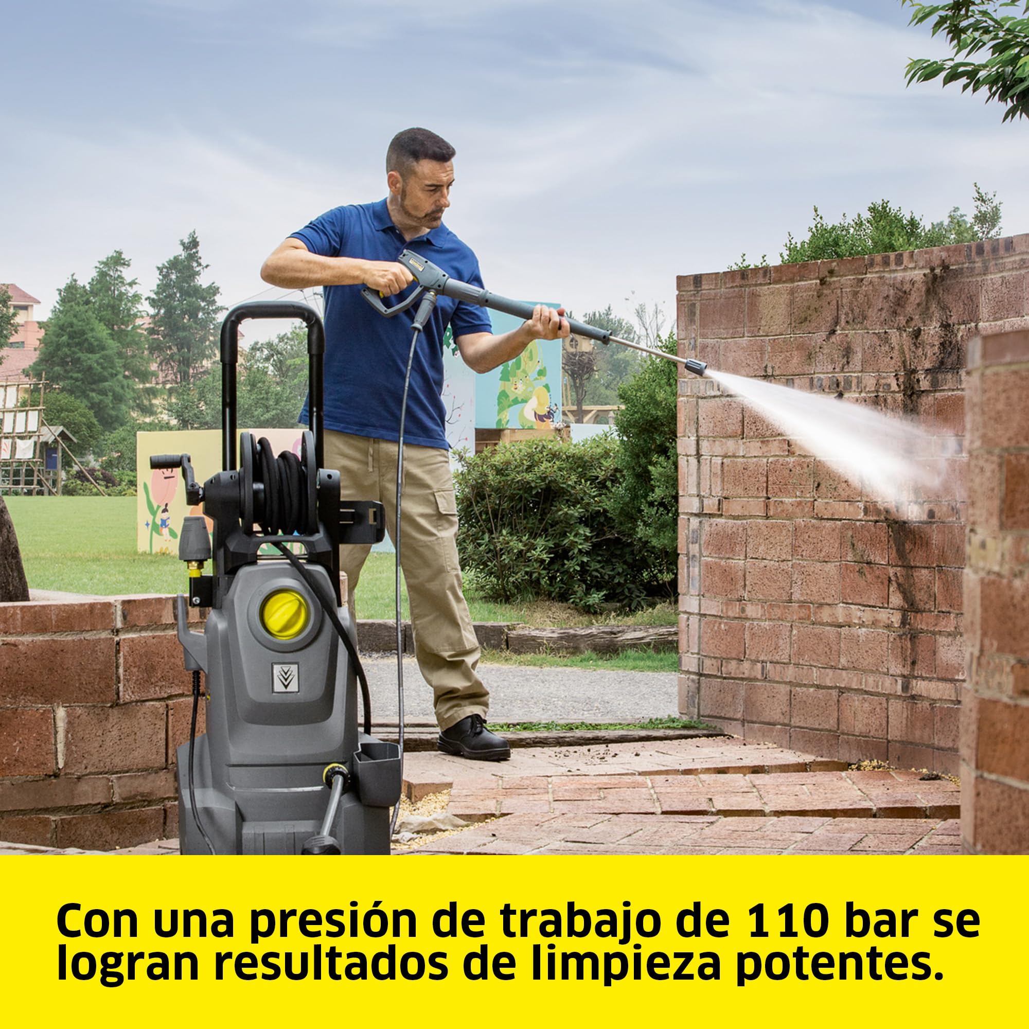 Kärcher limpiadora de Alta presión de Agua fría HD 5/11 EX Plus Classic, presión de Trabajo: 110 Bar, caudal: 500 l/h, Peso: 21 kg, Manguera: 8 m, Boquilla Turbo, enrollador de mangueras