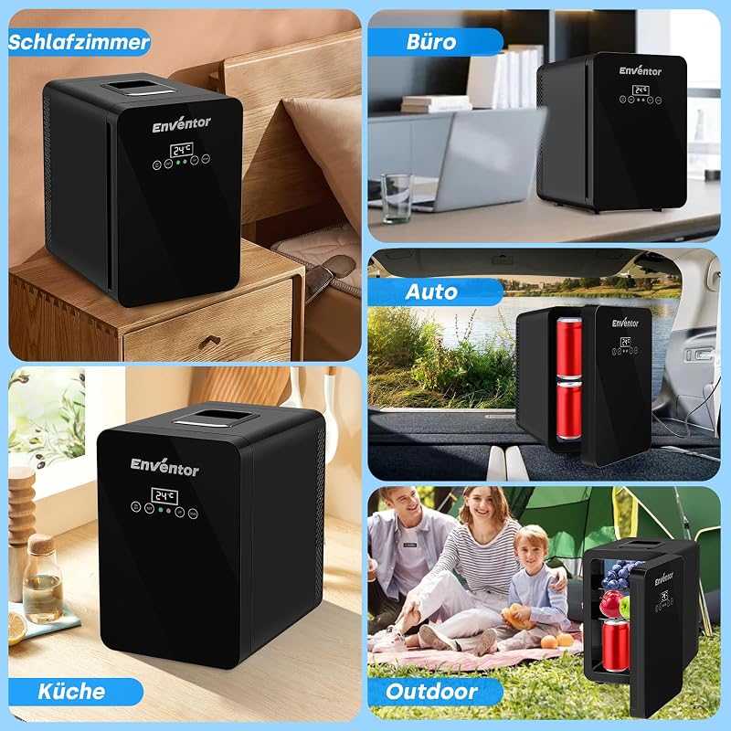 Enventor 10 literes mini hűtőszekrény LCD kijelzővel, fűtés/hűtés funkcióval, autóhoz és irodához