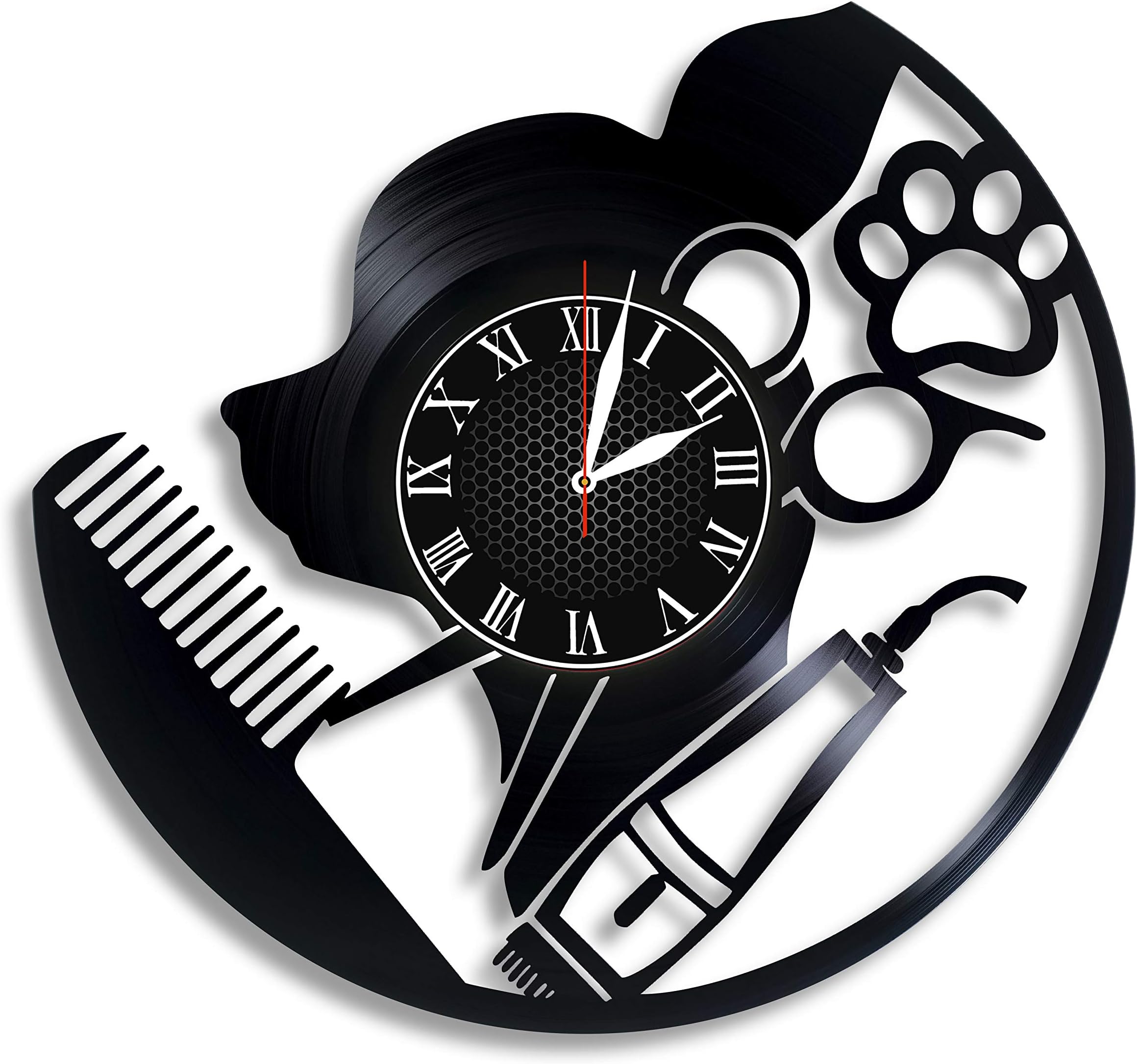 Dog Grooming Vinyl Wall Clock, Dog Grooming, Nail Trimming Design Gift for Any Occasion