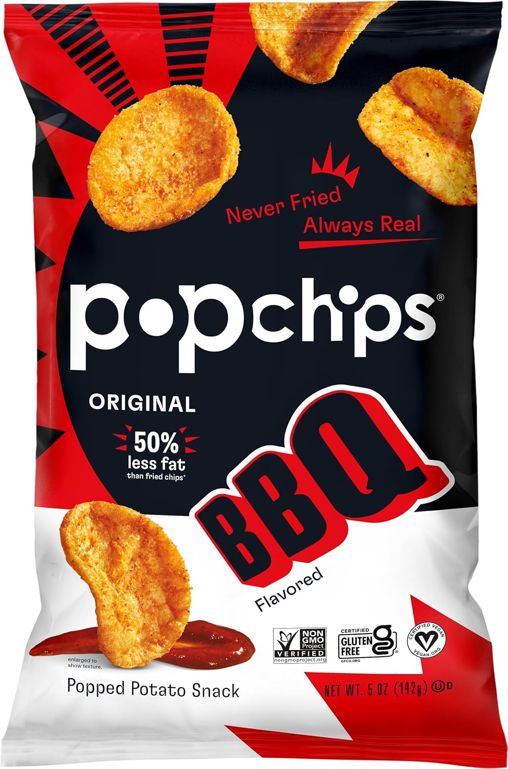 POPCHIPS, Potato Chip, Bbq, Pack of 12, Size 5 OZ, (Gluten Free)