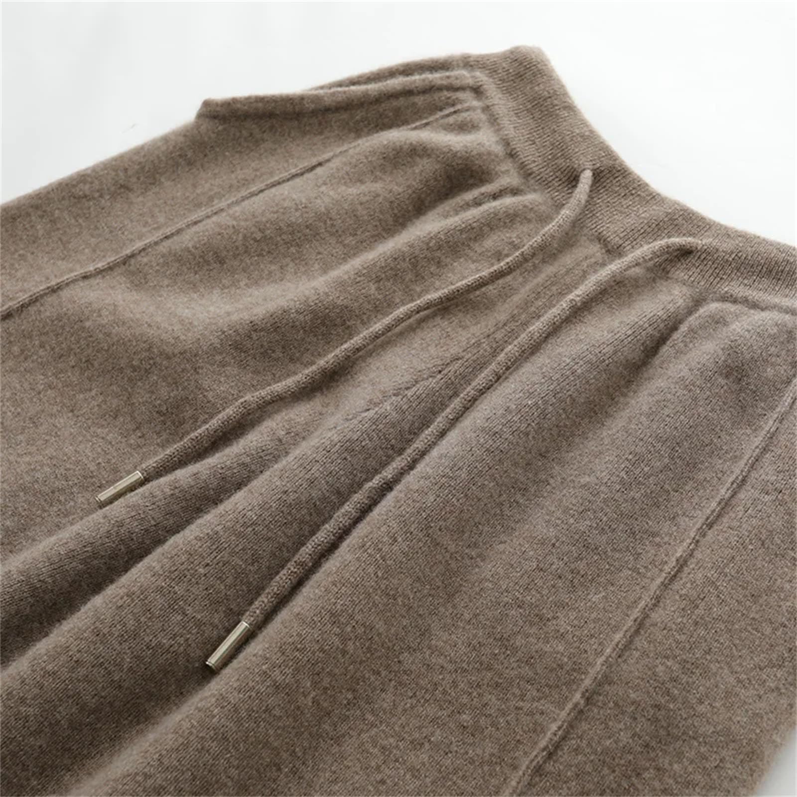 Pantaloni invernali da donna in 100% lana merino, a vita alta, pantaloni a maglia caldi e spessi