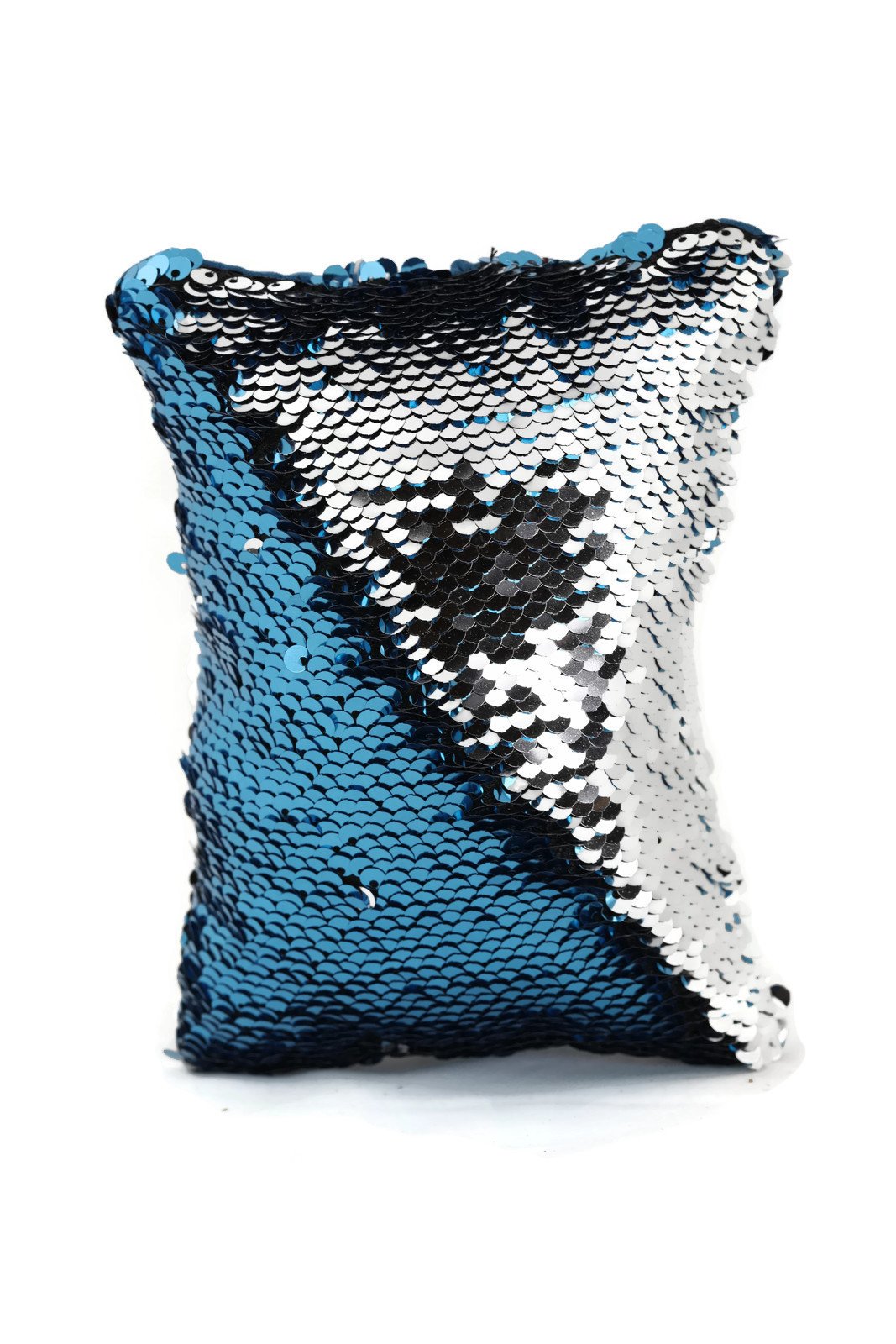 Little Monkey Fashion The Original Sequin Pillow Fidget | Toy for Sensory Therapy to Relieve Stress and Increase Focus for Adults and Kids | Helps with ADHD ADD Autism | Aqua and Silver Rectangle - 1R