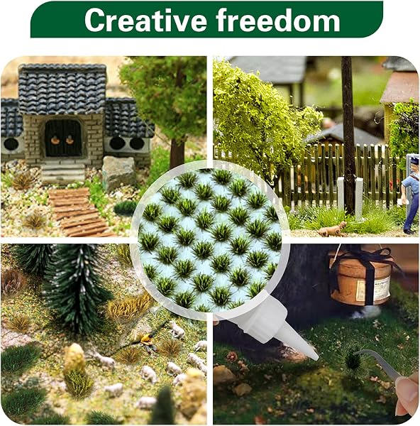 RHQFDM 120 Pflanzen Modellbau Gras Static Grass Tufts Statische Grasbüschel Modellbau Miniatur Deko Modellbau FüR DIY Eisenbahn Zug Landschaft Kunstrasen Miniatur Gras Deko(Kleine Graslandschaft 3#) - 3