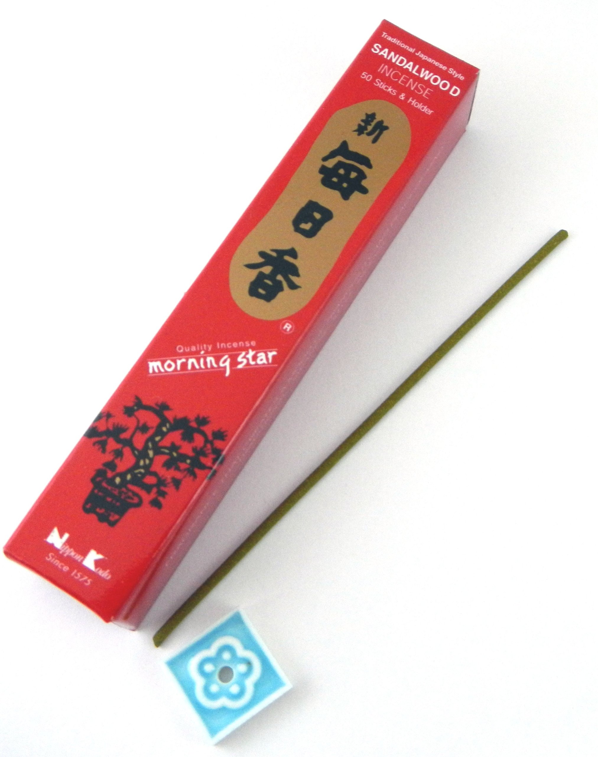 Morning Star - Bastoncini Di Incenso Giapponese Al Sandalo - 200 Pezzi Con Bruciatore In Ceramica