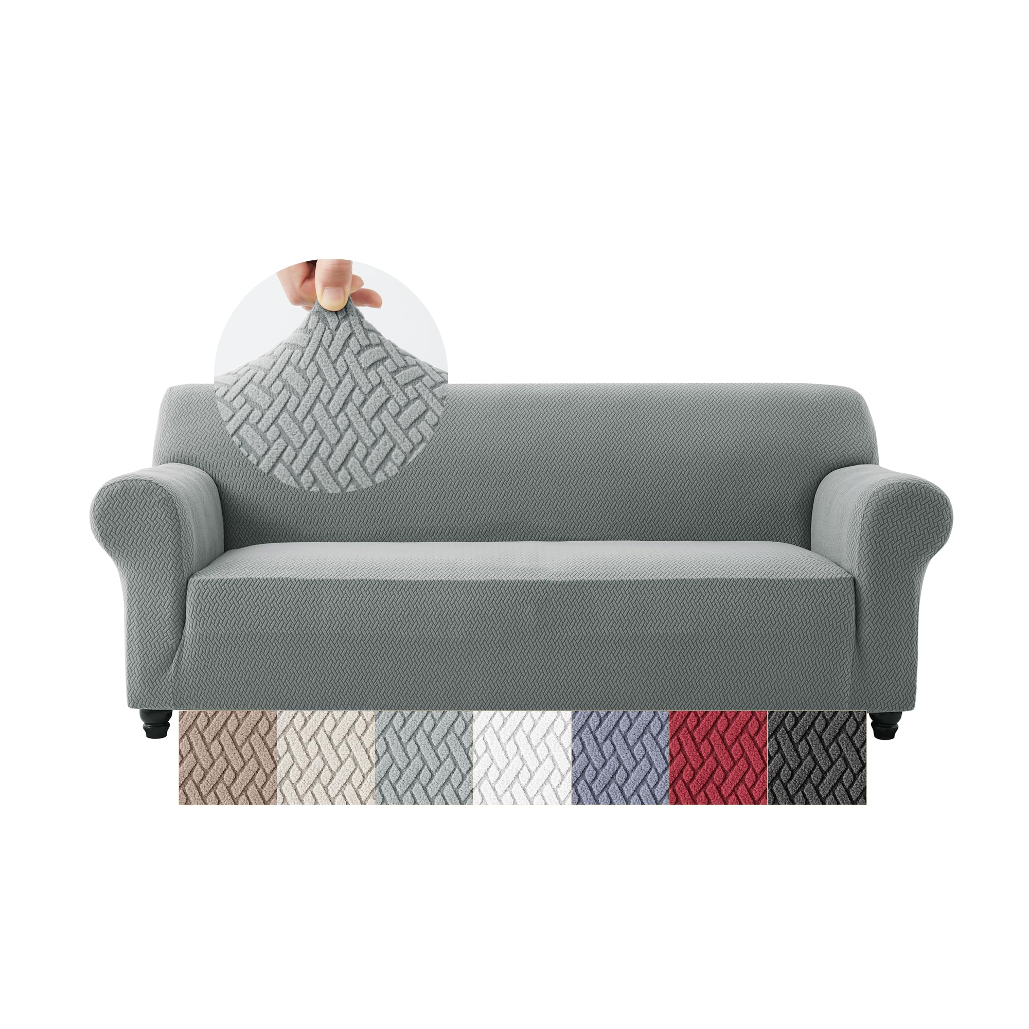 Moonlight Bedding Grey Sofa Cover 3 Seater Jacquard Spandex Non Slip Sofa Cover for Dogs Pets Cats High Stretch Living Room Furniture Sofa Protector