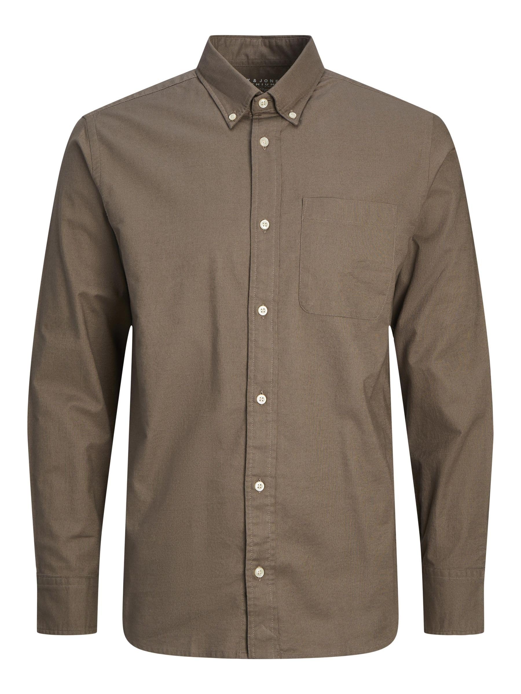 JACK&JONES Men's JPRBROOK Oxford Shirt L/S NOOS Shirt, Falcon/Fit:Slim FIT,