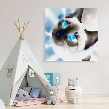 Amazon.co.jp: シャム猫 キャンバス ウォールアート 装飾 美しい