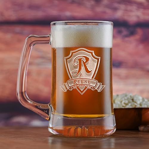 Taza de cerveza con monograma personalizable, el mejor regalo para novios, vidrio individual