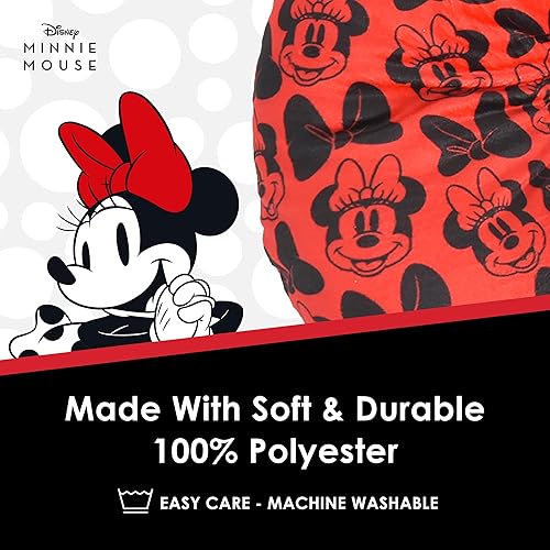 Miniatura 6 de Disney Minnie Mouse - Almohada de viaje para el cuello con orejas 3D y lazo para avión, automóvil y oficina, cómoda y transpirable, rojonegro