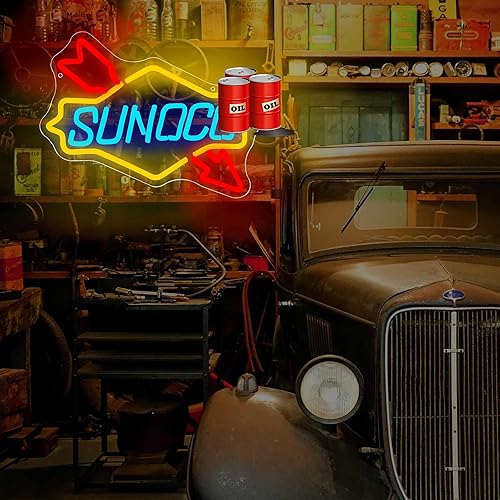 Miniatura 4 de Letrero de neón de garaje para decoración de pared, letrero de luz LED de aceite, decoración de garaje, letreros de neón para hombre, cueva, garaje,